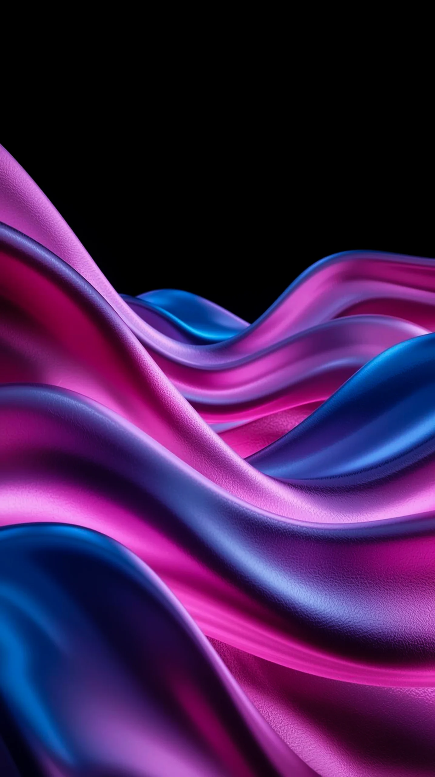Dark AMOLED Mobile Wallpaper: 4K Neon Silk Waves for Phone