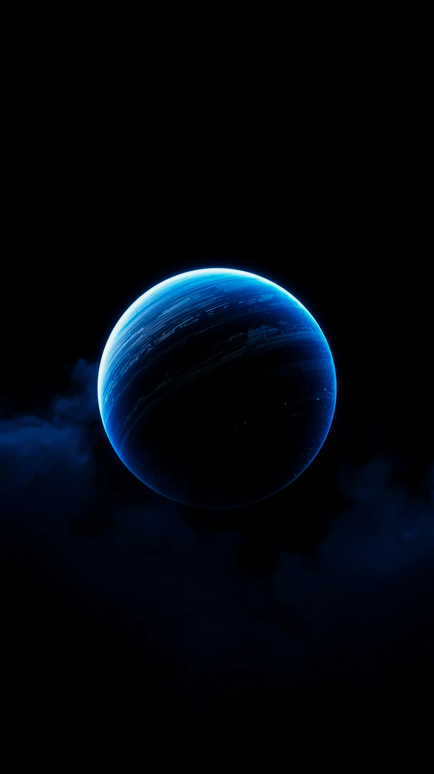 Blue planet in dark space, AMOLED wallpaper 4K for mobile, iPhone wallpaper 4K, 4K wallpaper for mobile, wallpaper for
