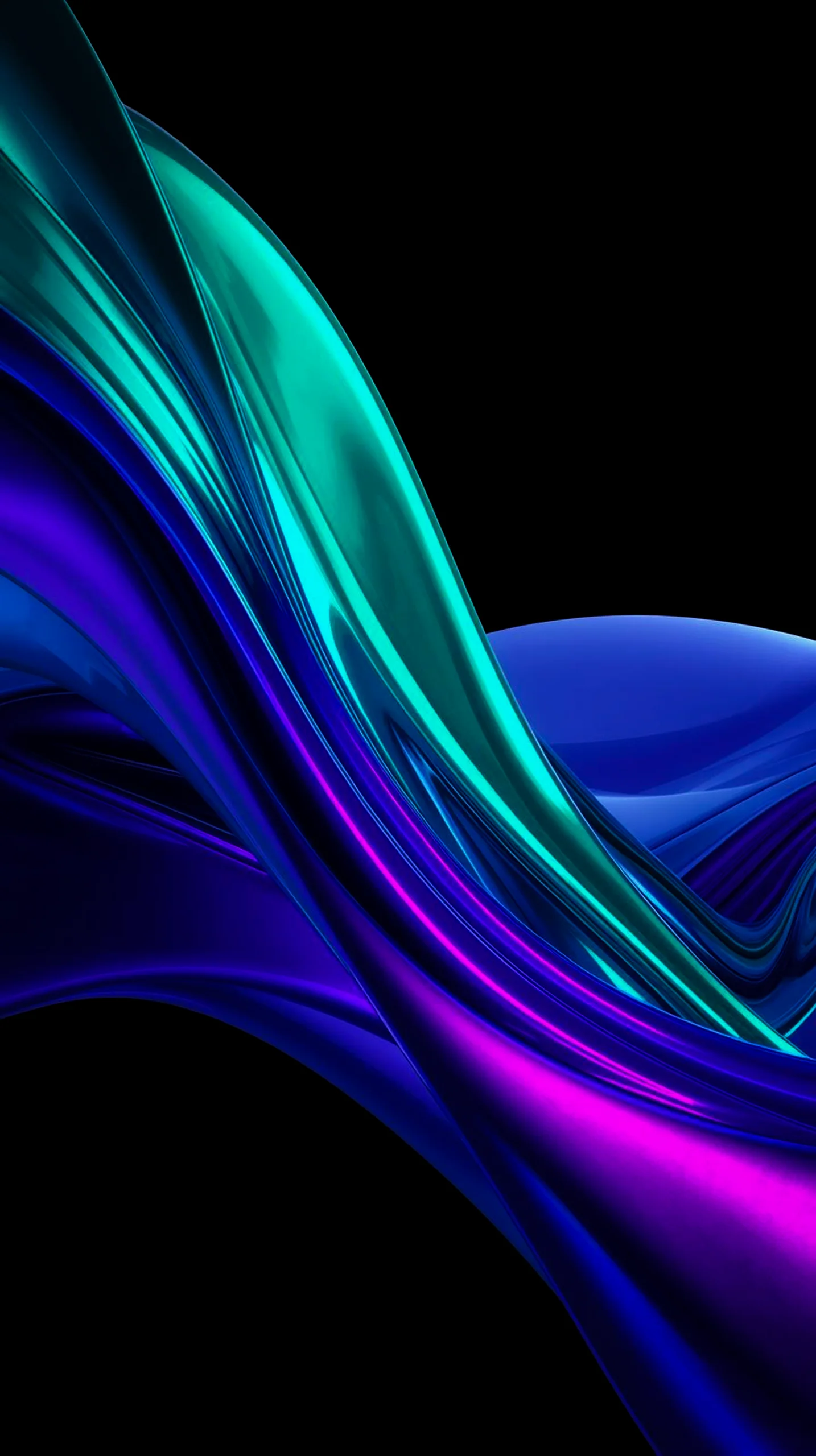 Dark AMOLED Mobile Wallpaper 4K - Vibrant Fluid Waves Design