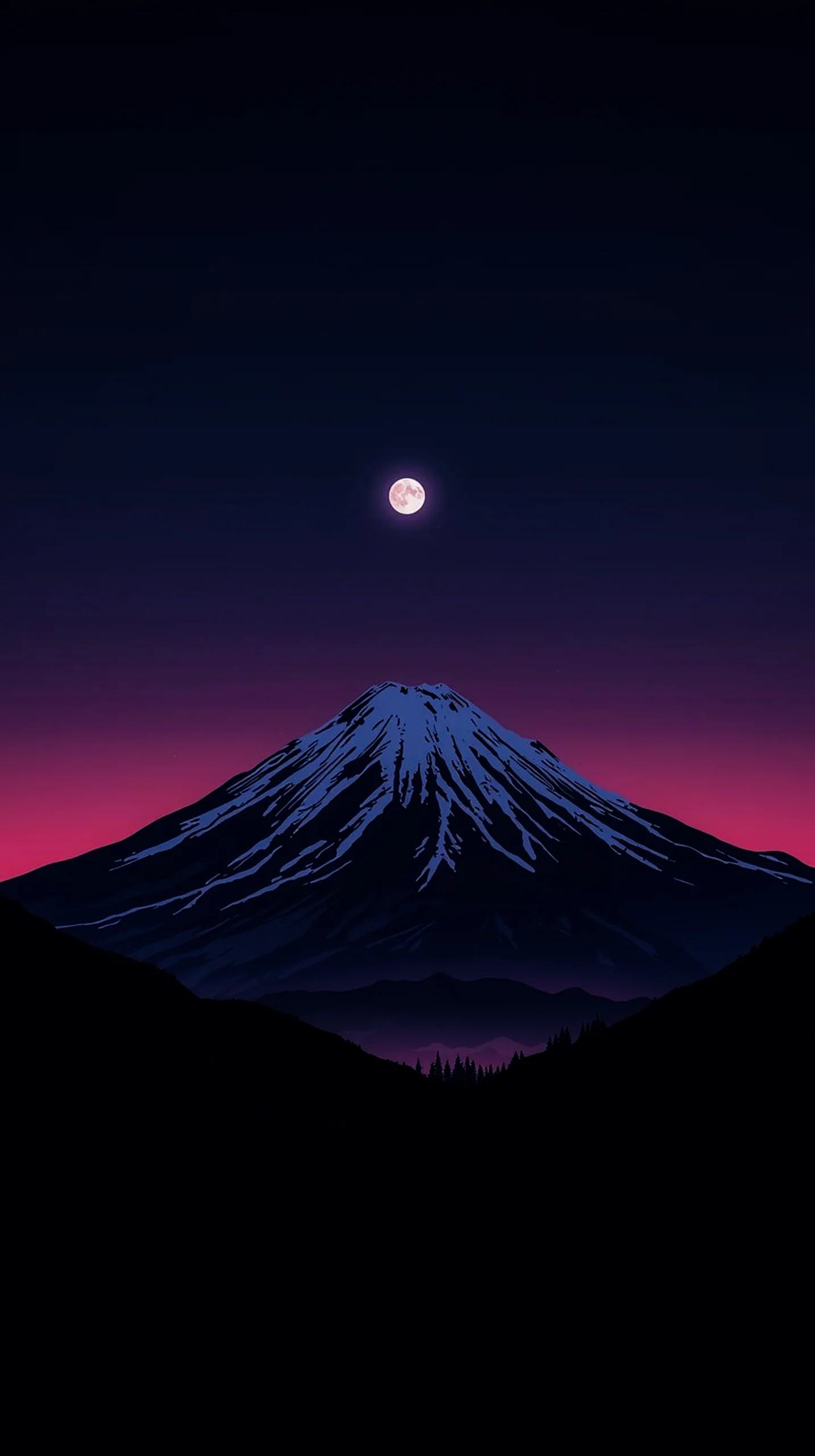minimalist mountain moon wallpaper for iPhone 4K mobile background