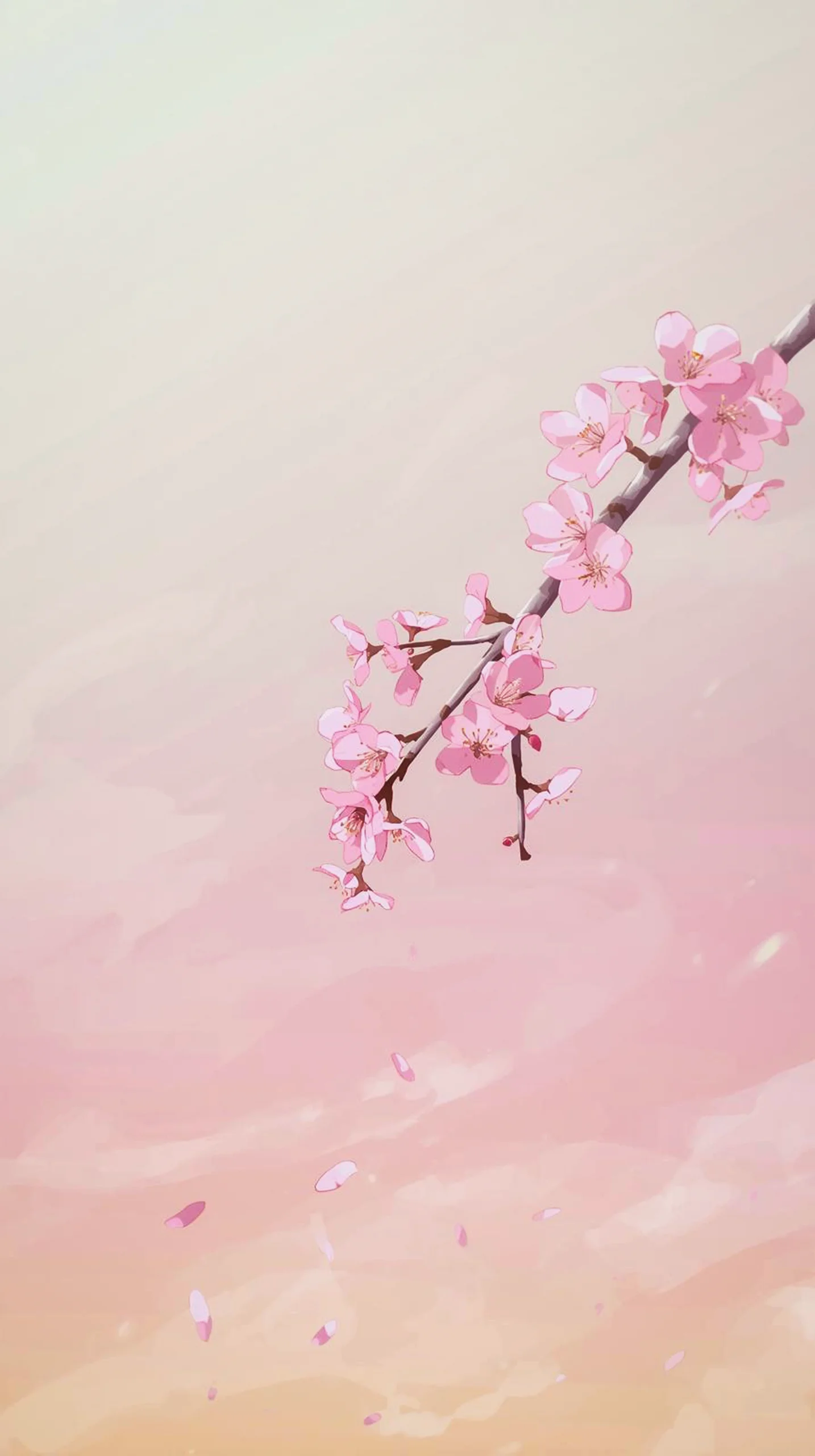 minimalist pink cherry blossom branch wallpaper for iPhone 4K mobile