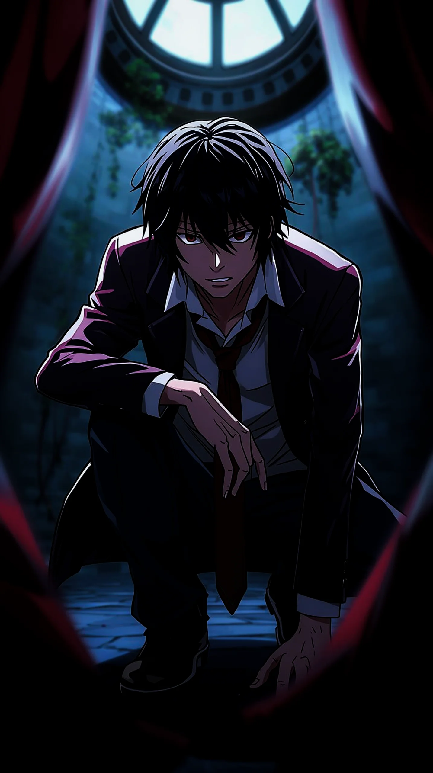 Dark anime phone wallpaper 4K for iPhone and Android. Aesthetic mobile background, cool wallpapers for phone, screen
