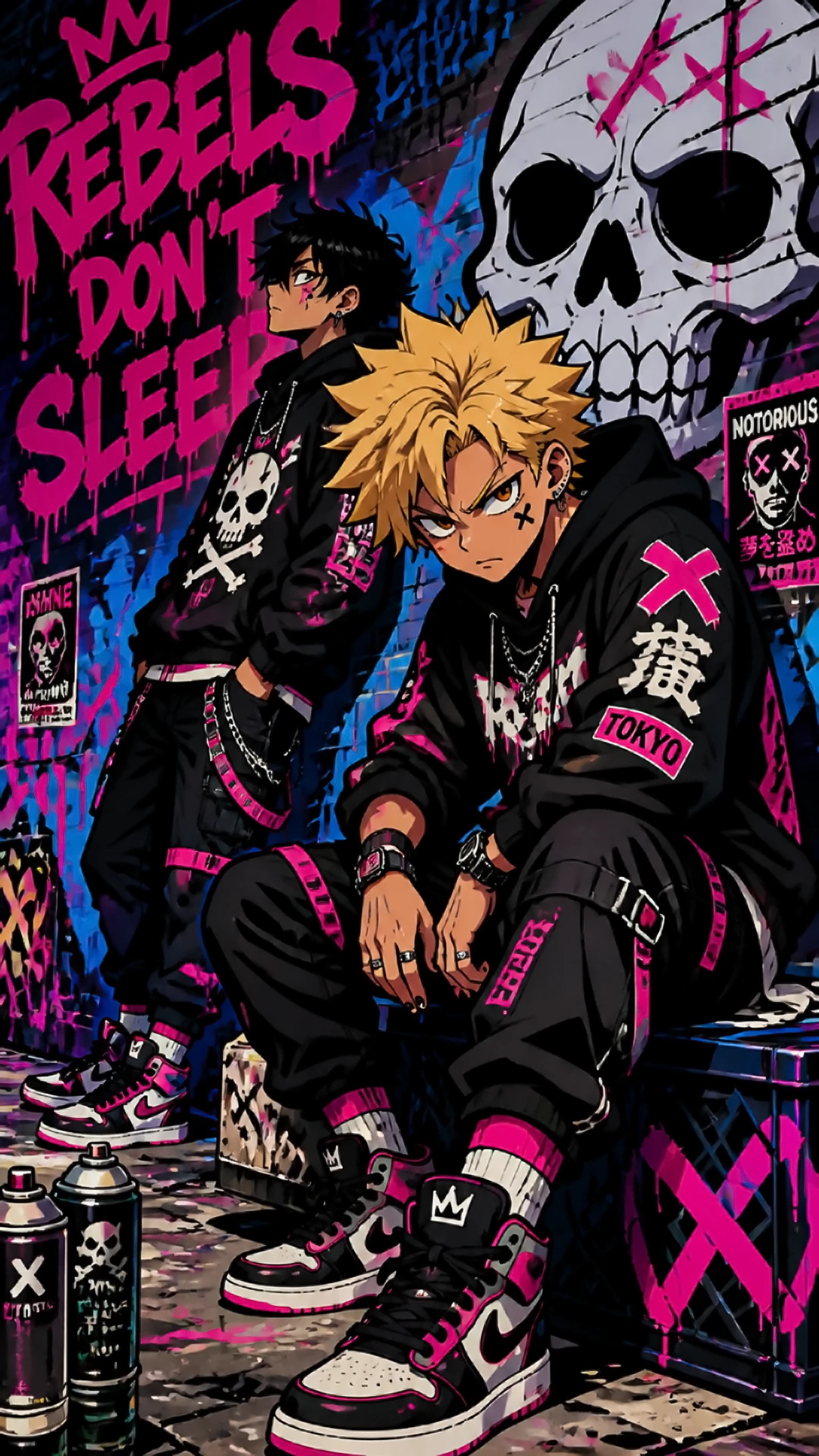 Anime wallpaper iphone — streetwear rebels graffiti