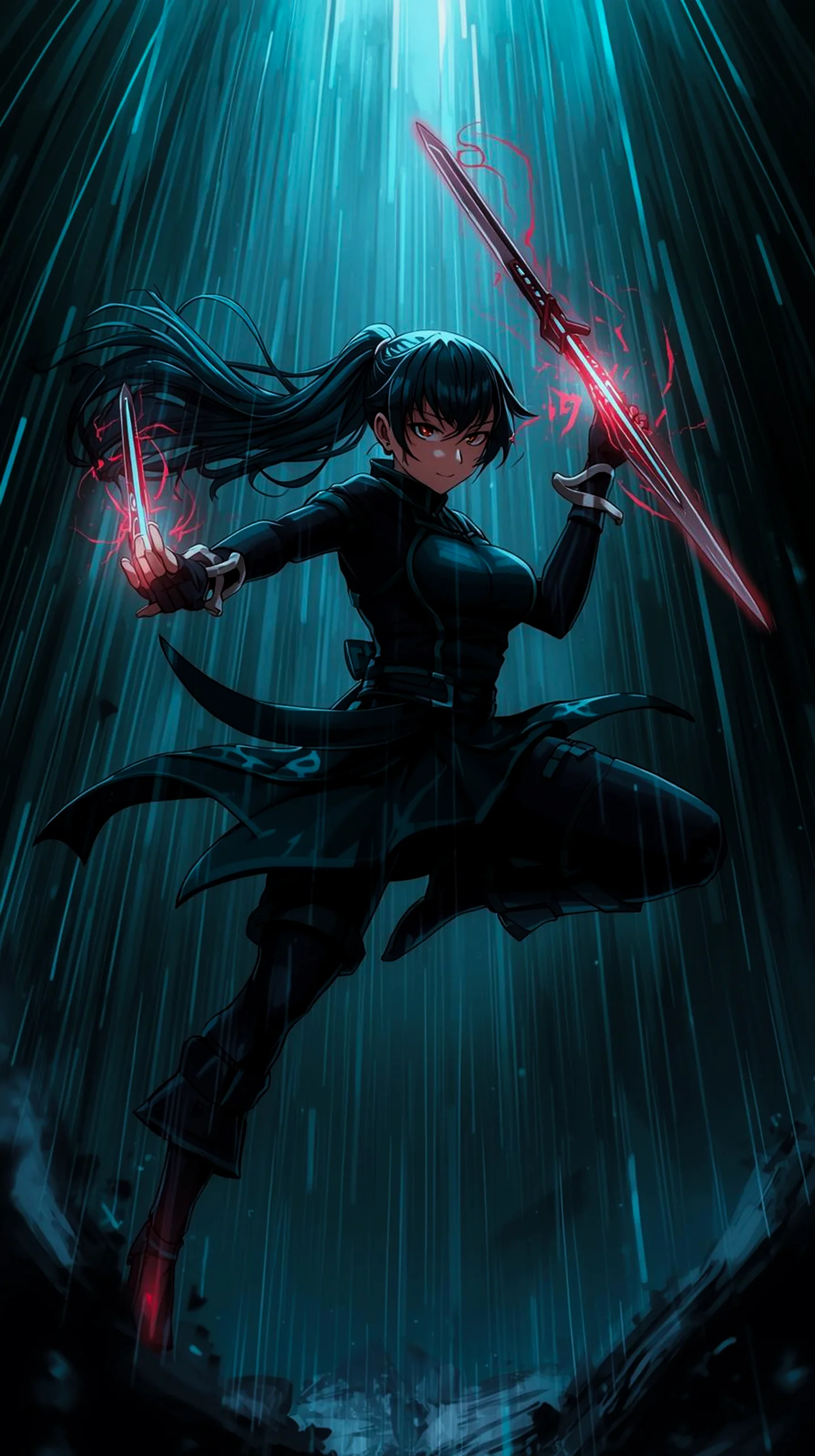 fierce anime warrior girl wallpaper for mobile phone 4K resolution