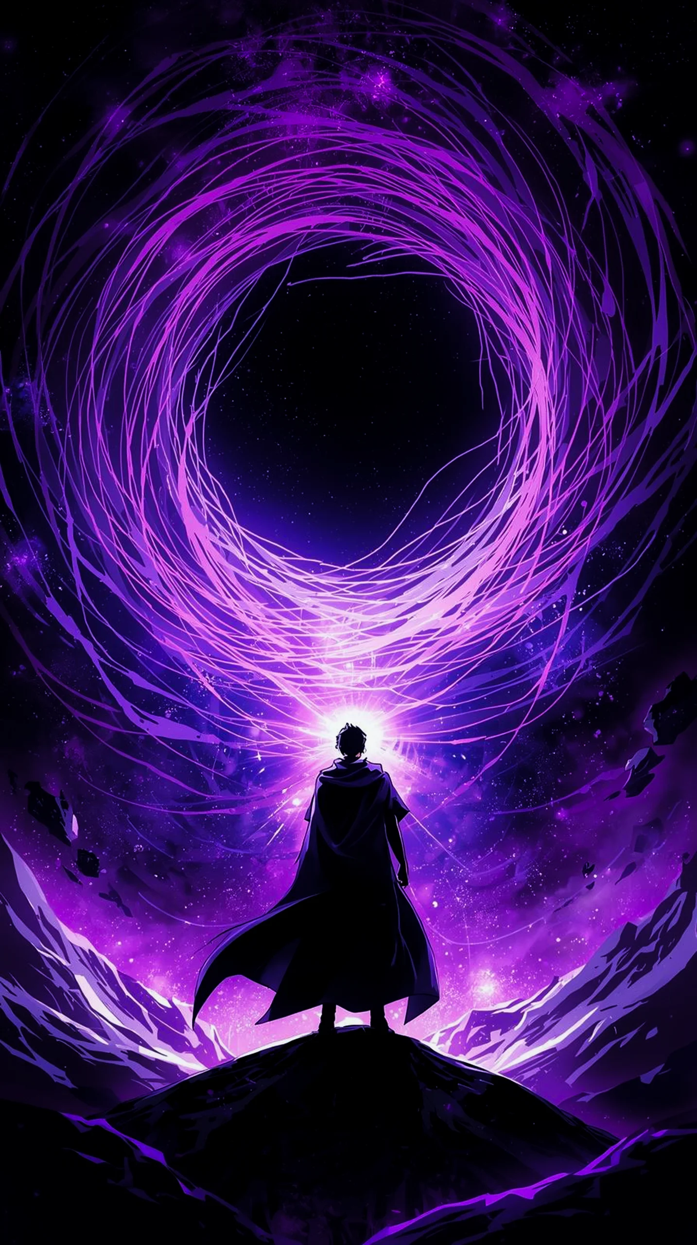 mystic purple anime portal wallpaper for iPhone 4K mobile background