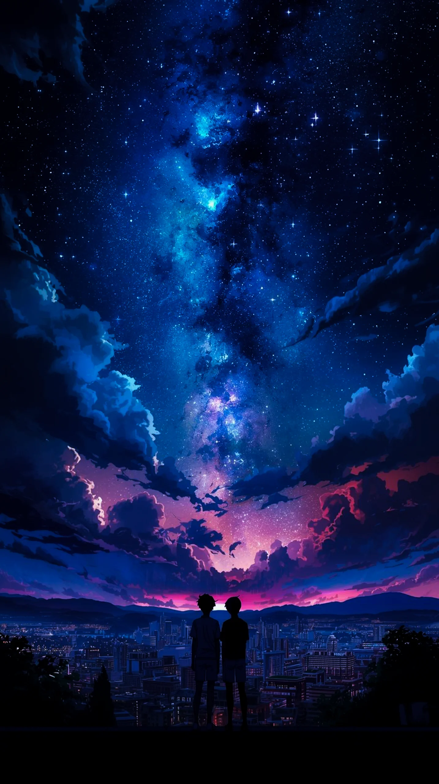 dreamy night sky anime wallpaper for iPhone 4K mobile background