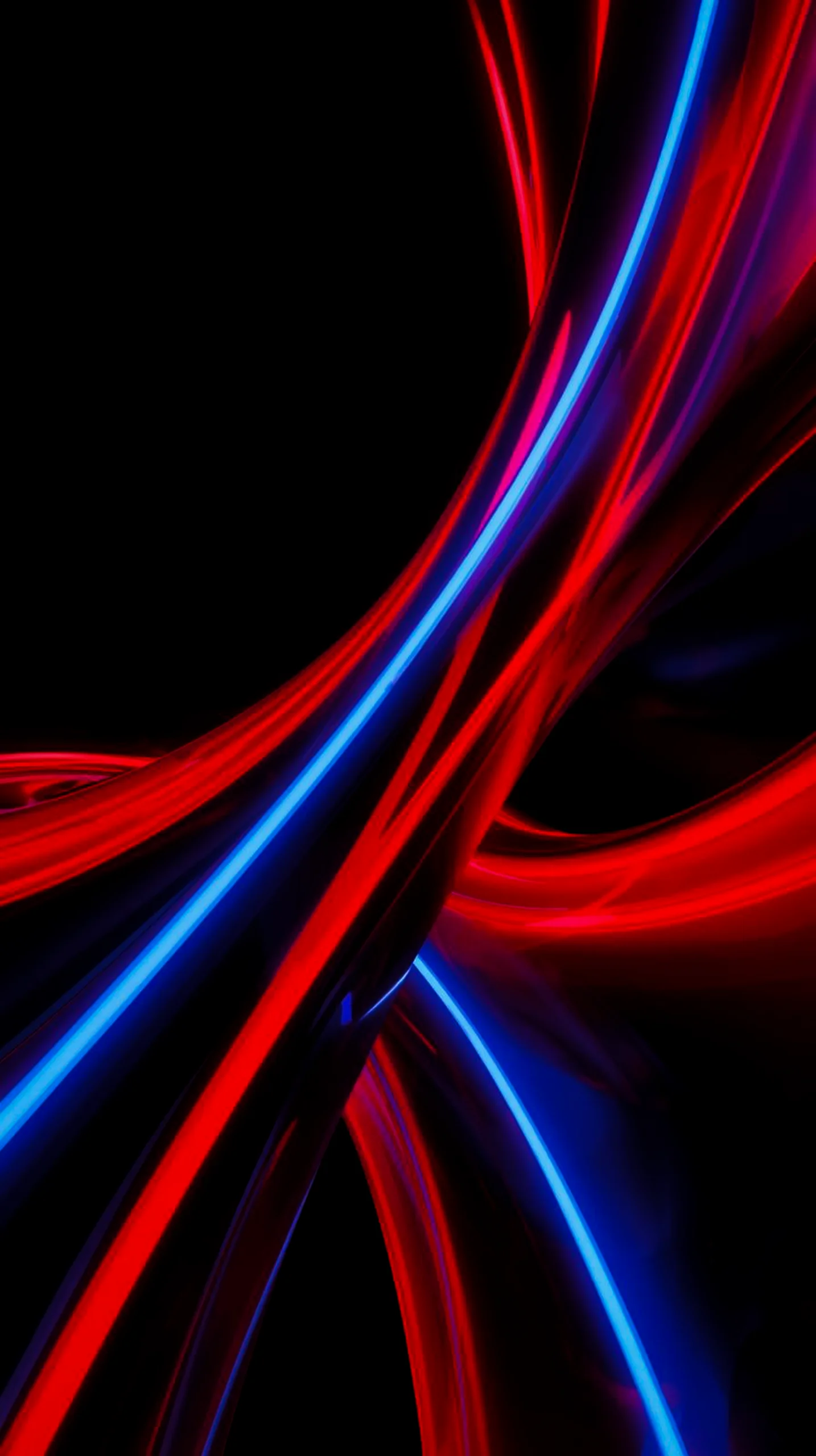Dark AMOLED 4K Mobile Wallpaper: Neon Red & Blue Glow Flow