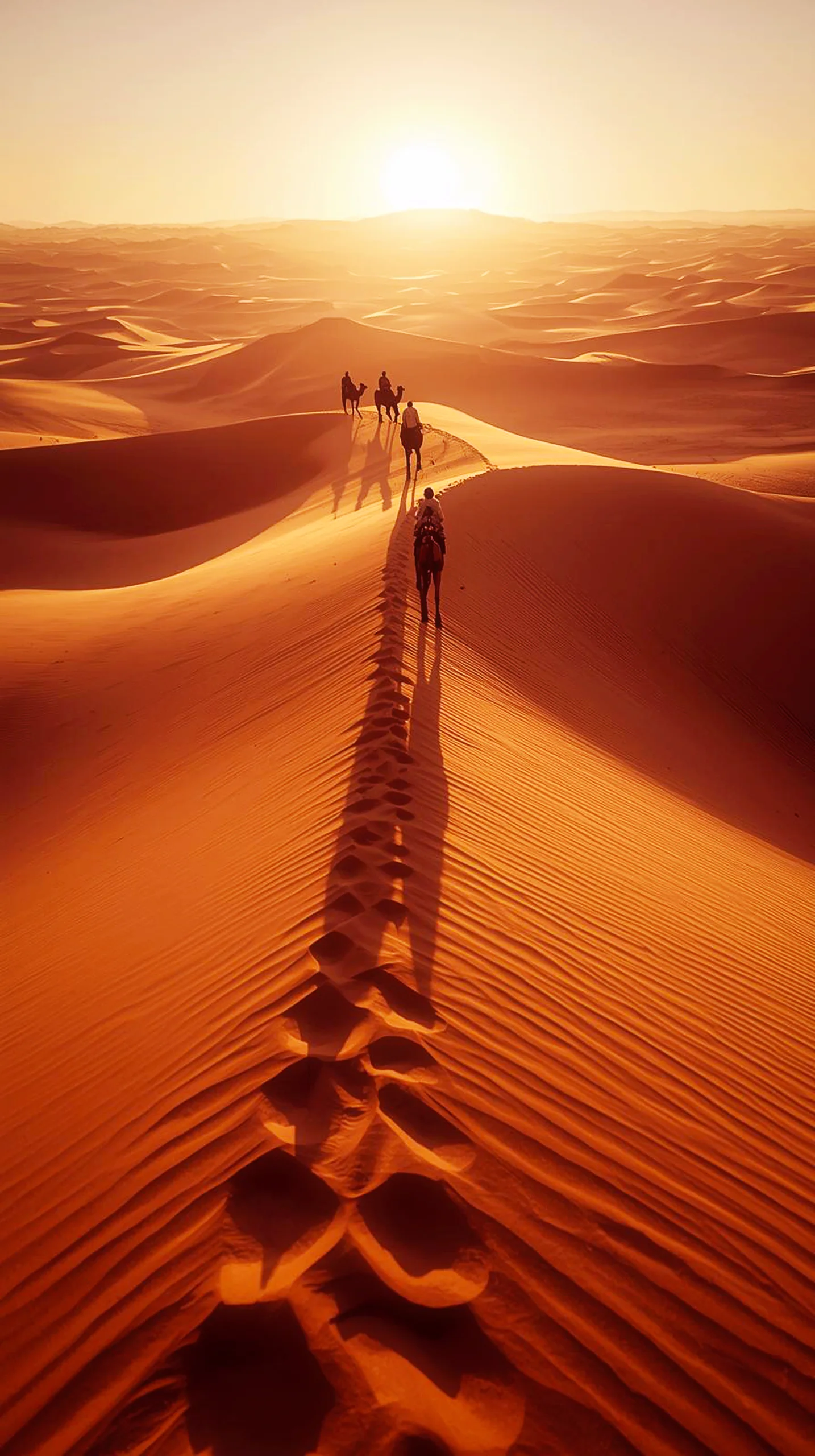Desert sunset camel caravan iphone wallpaper 4k, 4k wallpaper for mobile, wallpaper for phone, iphone 4k background.