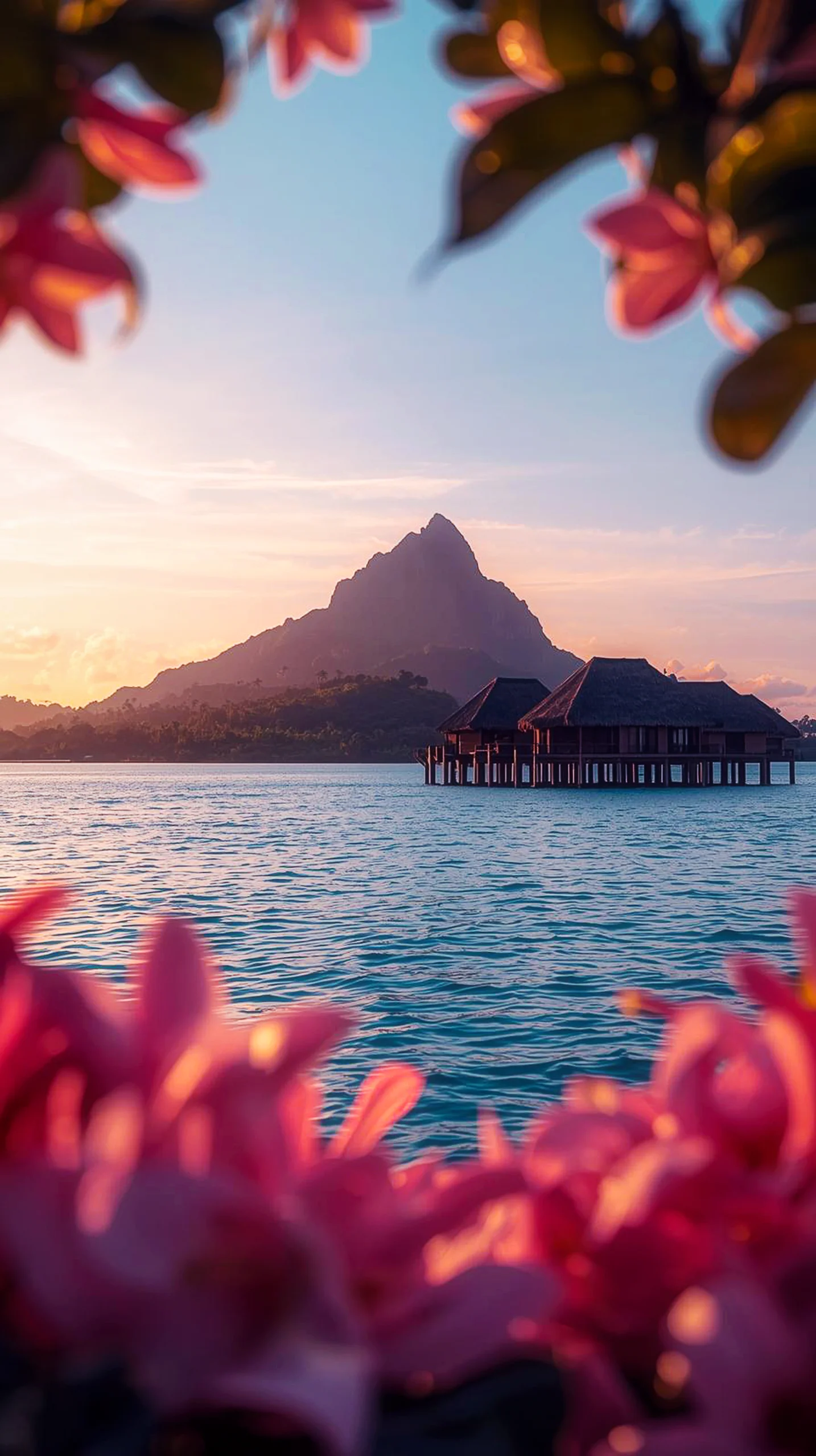 Tropical mountain and ocean villa iphone wallpaper 4k, 4k wallpaper for mobile, cute 4k wallpaper for iphone.