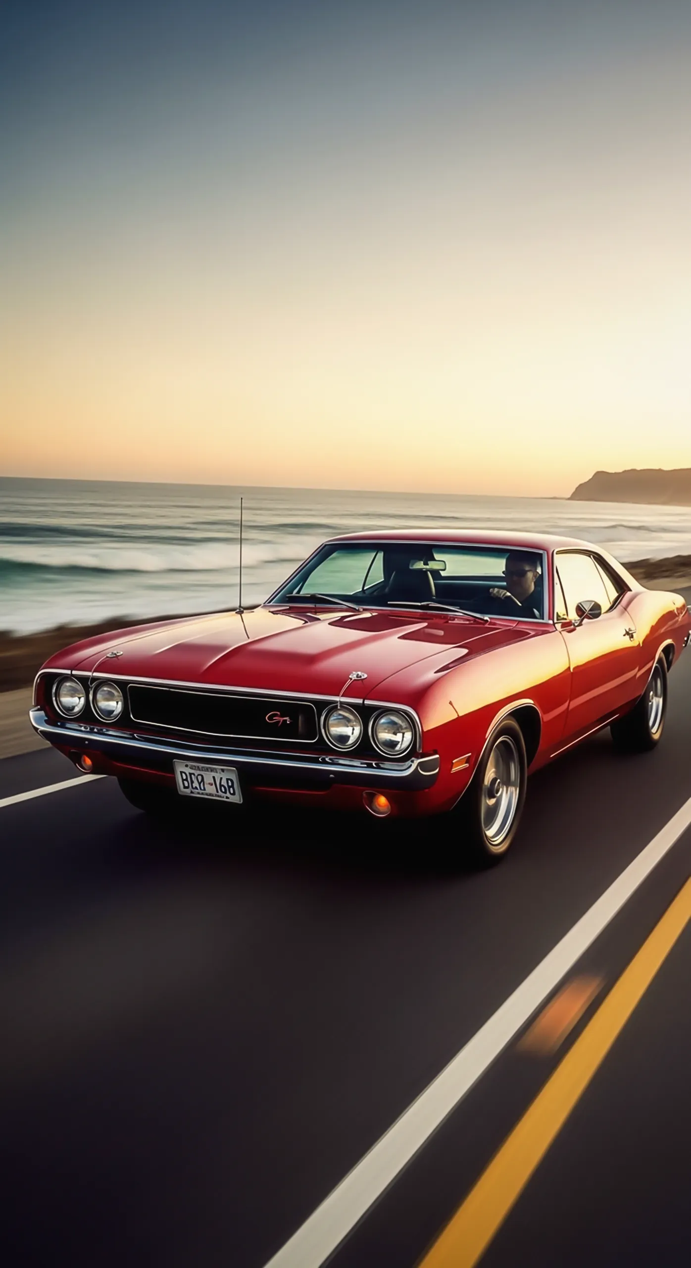 Red classic muscle car iPhone wallpaper, perfect car wallpaper 4K for mobile, a stunning car wallpaper4K for mobile.