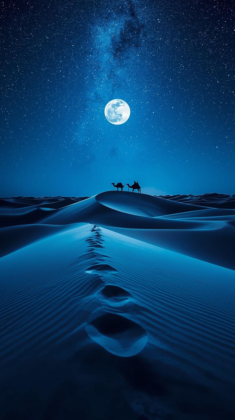 Sahara night under full moon
