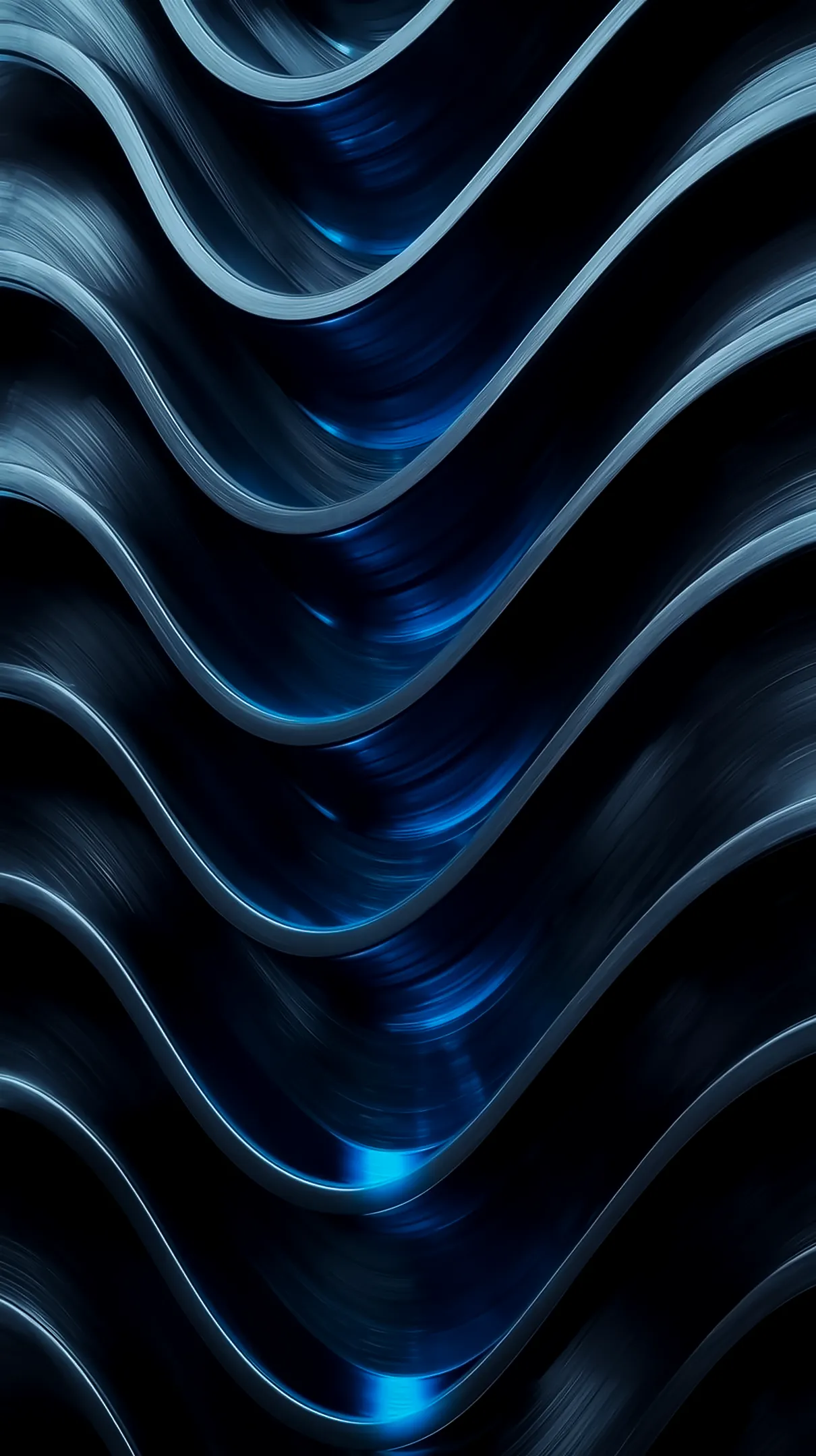 Amoled wallpaper 4k for mobile with dark blue wavy lines. Ideal for iphone wallpaper 4k, 4k backgrounds, and phone