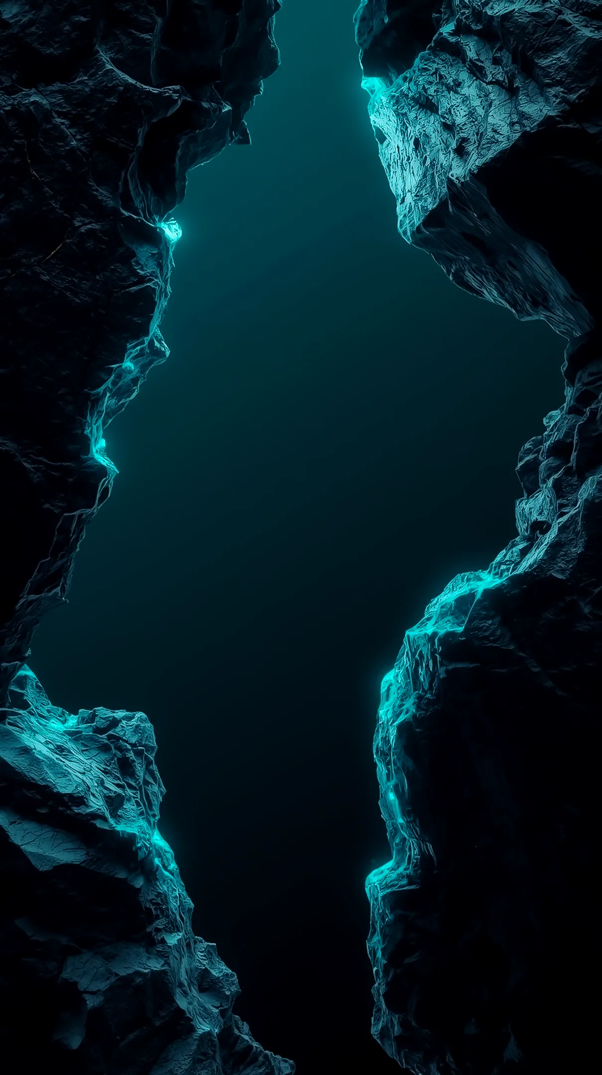 Dark cave entrance with glowing blue light, AMOLED wallpaper 4K for mobile, iPhone wallpaper 4K, 4K wallpaper for