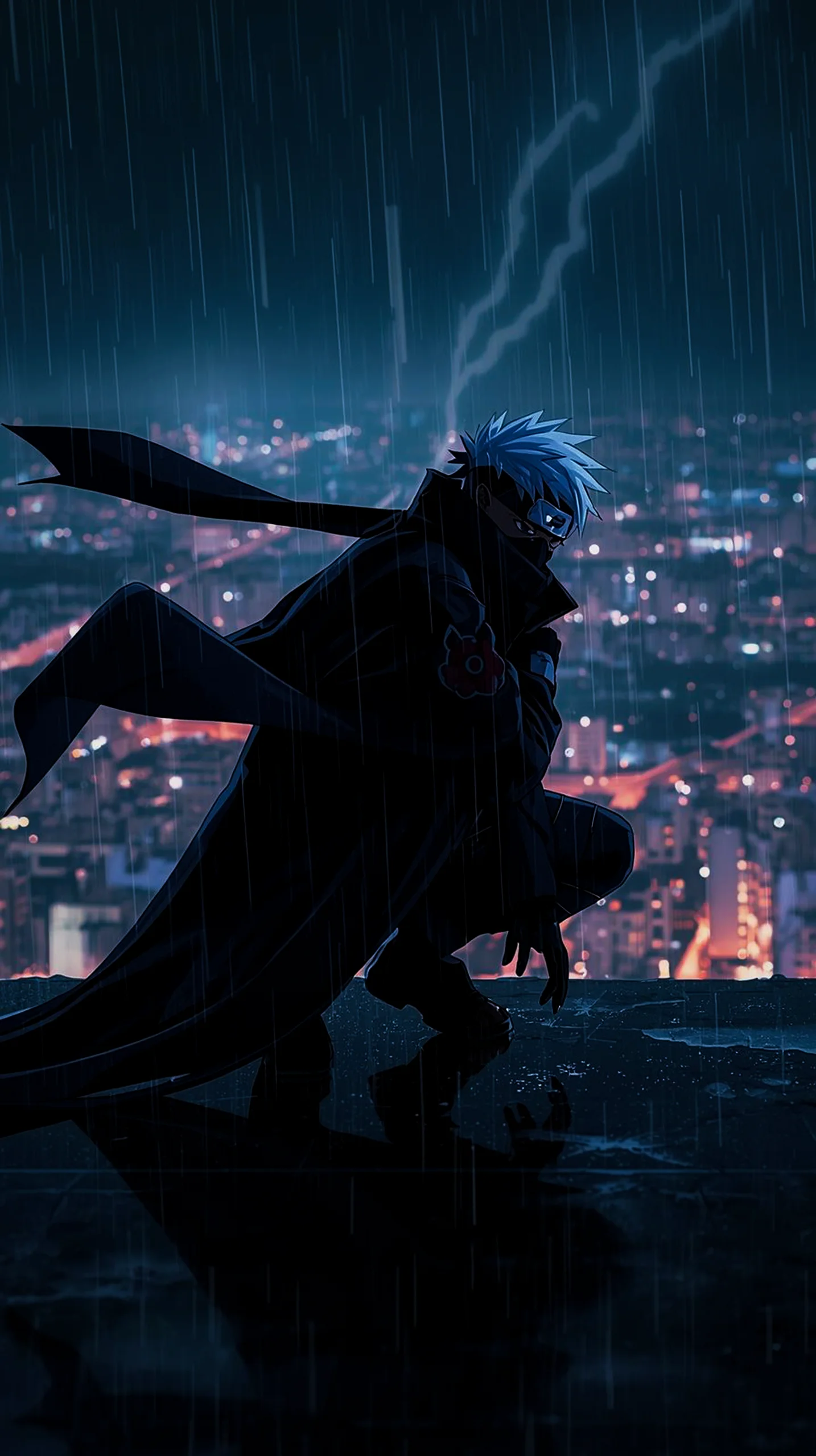 dark ninja anime warrior wallpaper for iPhone and Android 4K
