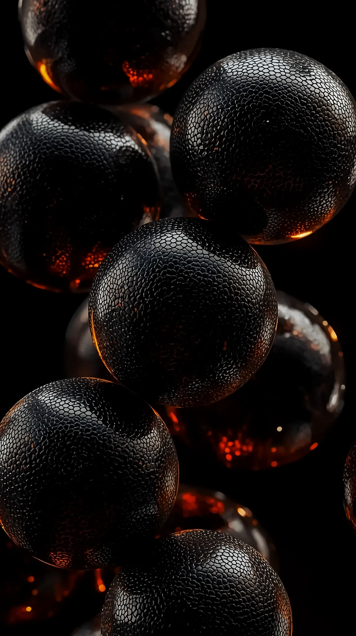 Dark textured spheres AMOLED wallpaper 4K for mobile, iPhone wallpaper 4K, 4K wallpaper for mobile, wallpaper for