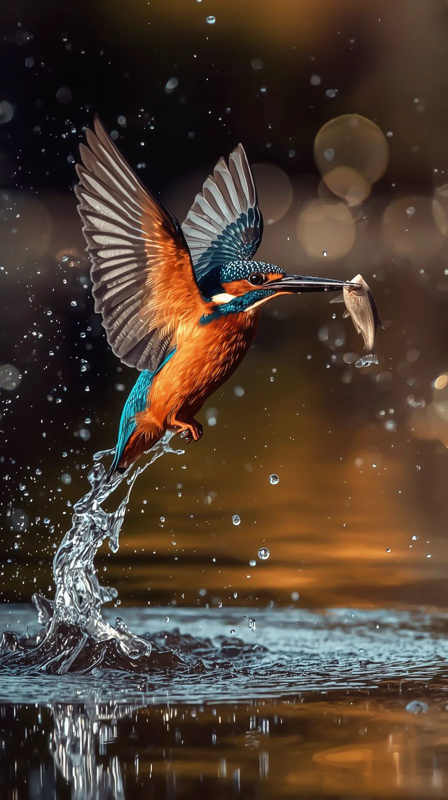 Animal Wallpaper 4K — Kingfisher Catching Fish 4KWallpapar