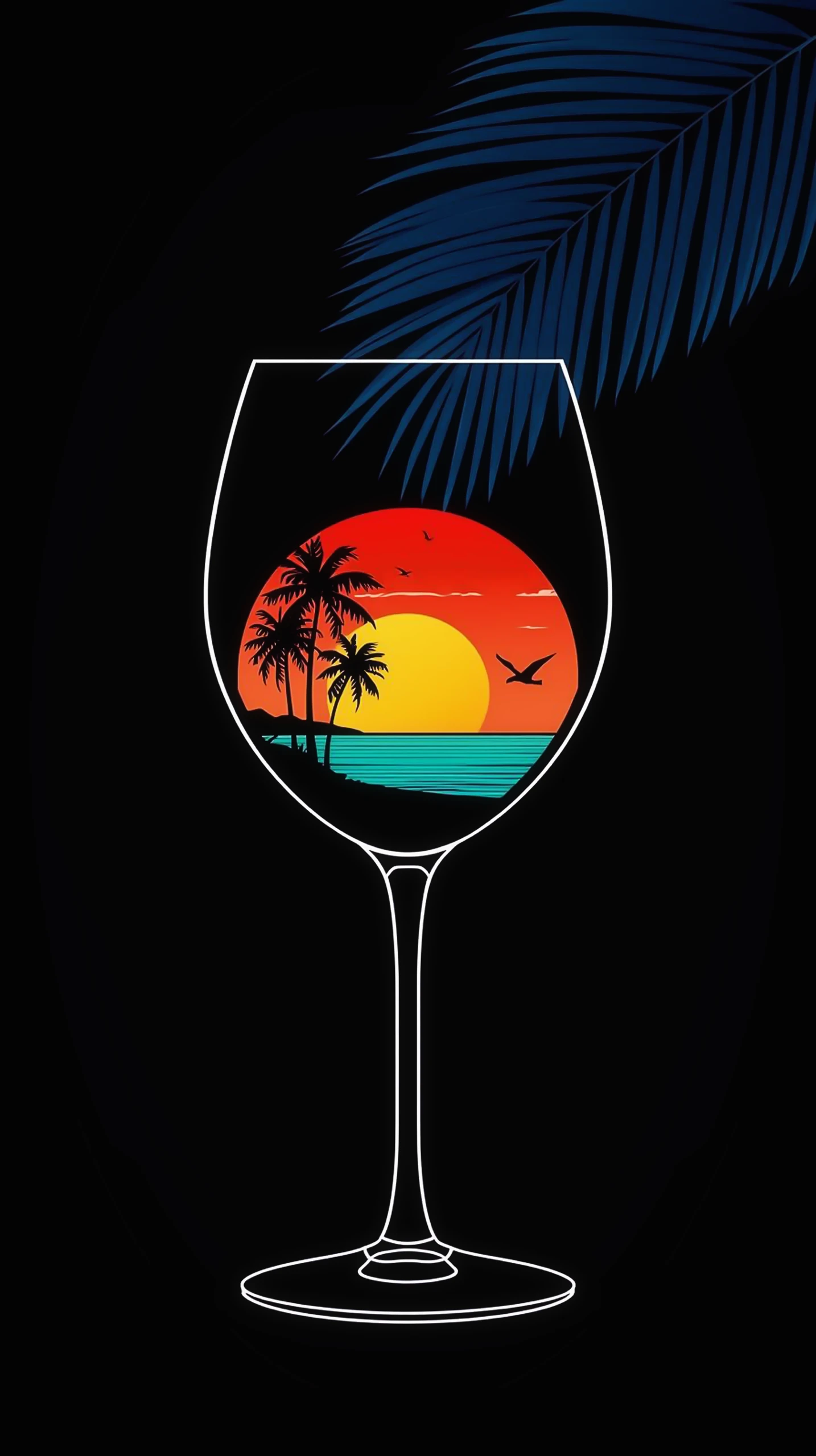 Sunset Wallpaper — Tropical Beach Wine Glass