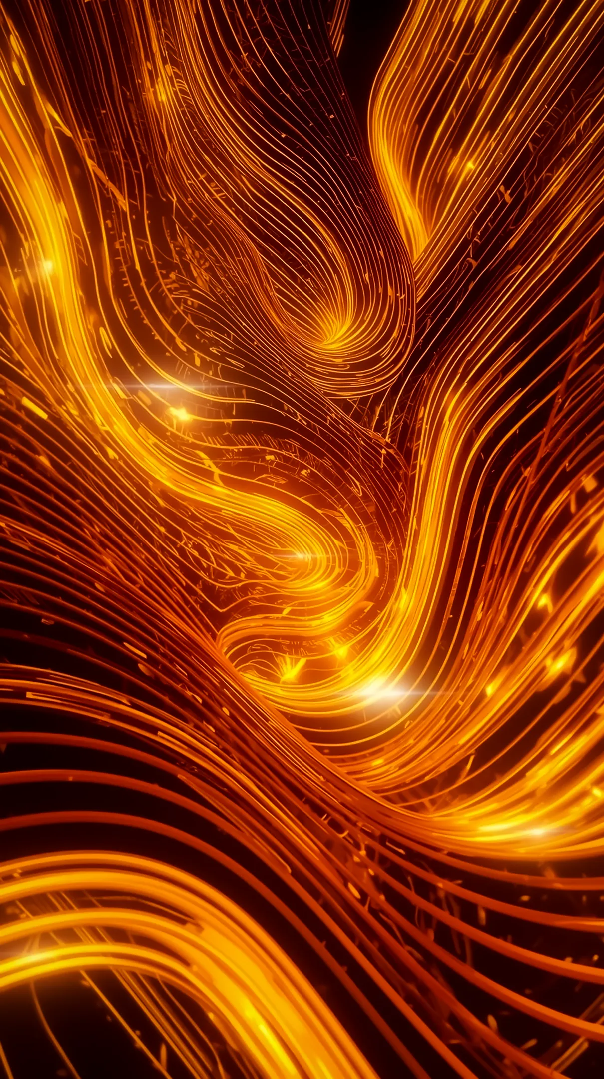 Abstract golden light trails AMOLED wallpaper 4k for mobile, iphone wallpaper 4k, 4k backgrounds, iphone 4k background.