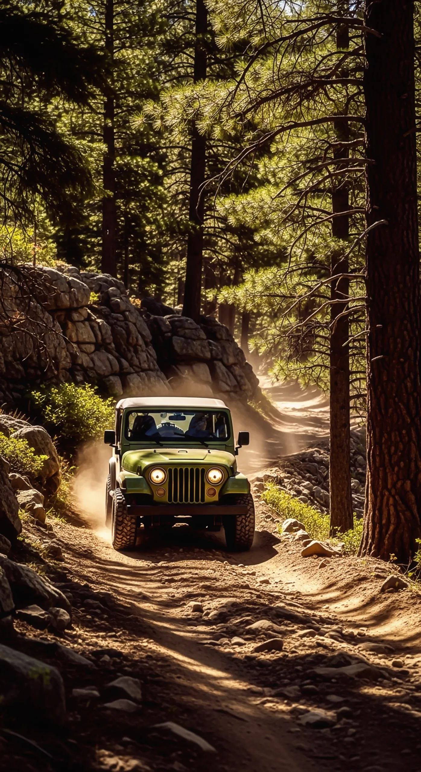 Green Jeep Off-Road Adventure: The ultimate car iphone wallpaper and car wallpaper 4k for mobile. A perfect car wallpaper4k for mobile for your device, offering an exciting car iphone wallpaper experience with stunning detail. Get your car