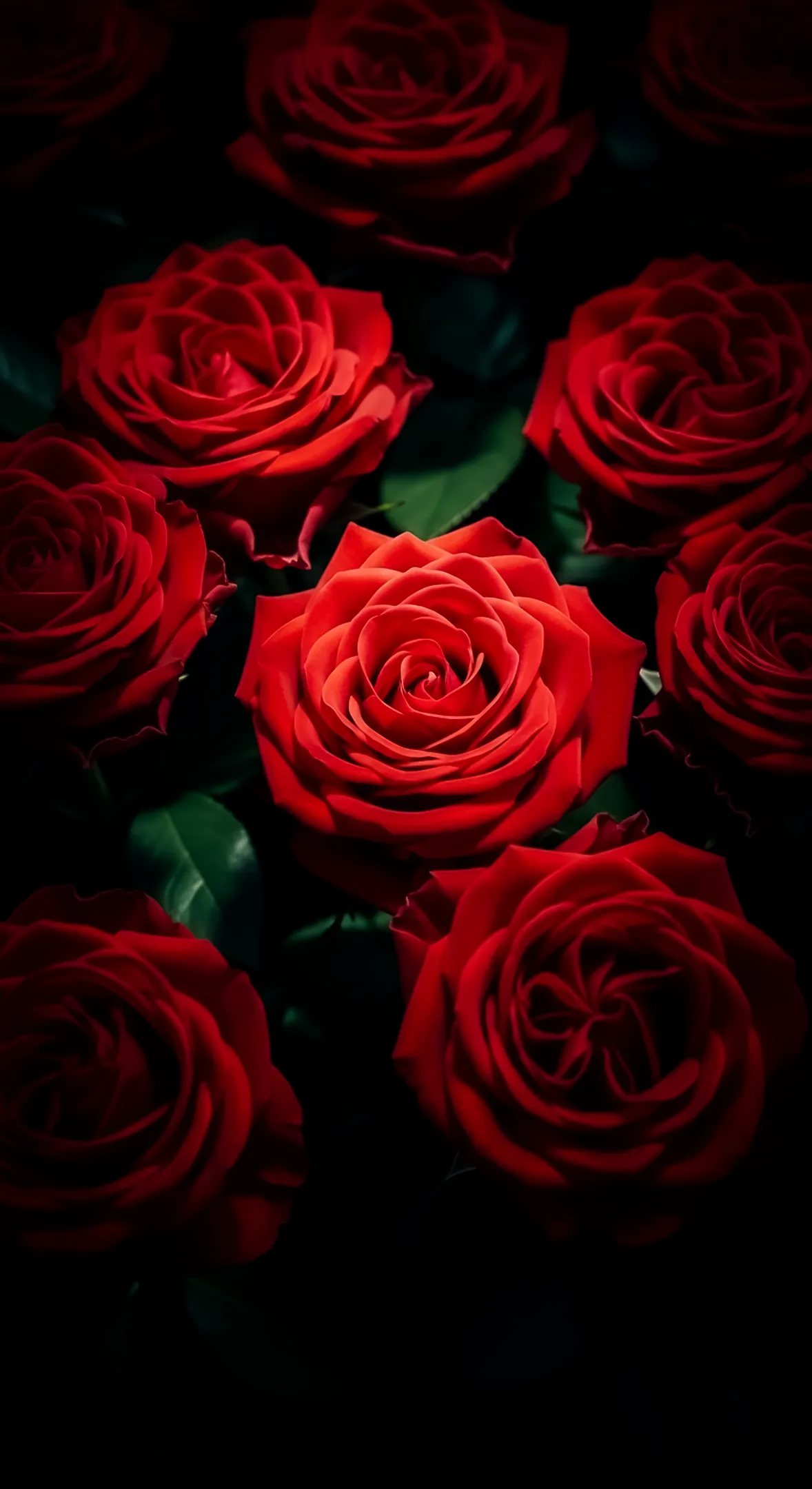Close-up of deep red roses, a perfect flower background for iPhone, flower phone background, and flower phone wallpaper.