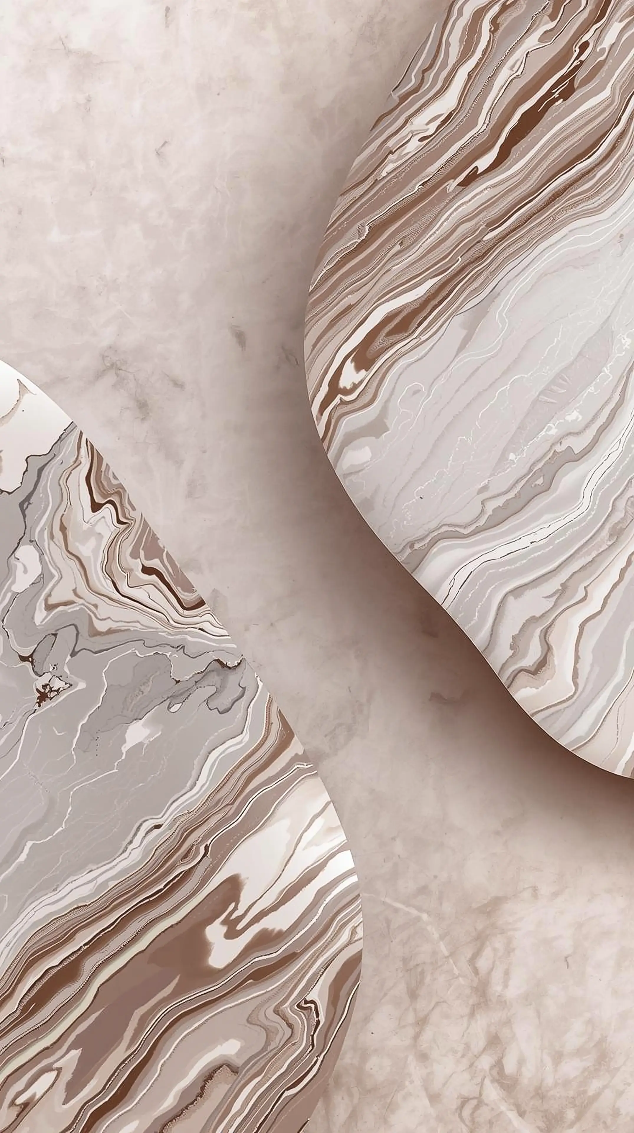 4k wallpaper for mobile Luxurious Beige Marble Onyx Swirls, Elegant Neutral Brown Cream Fluid Stone with Golden Veins & Soft Matte Glow