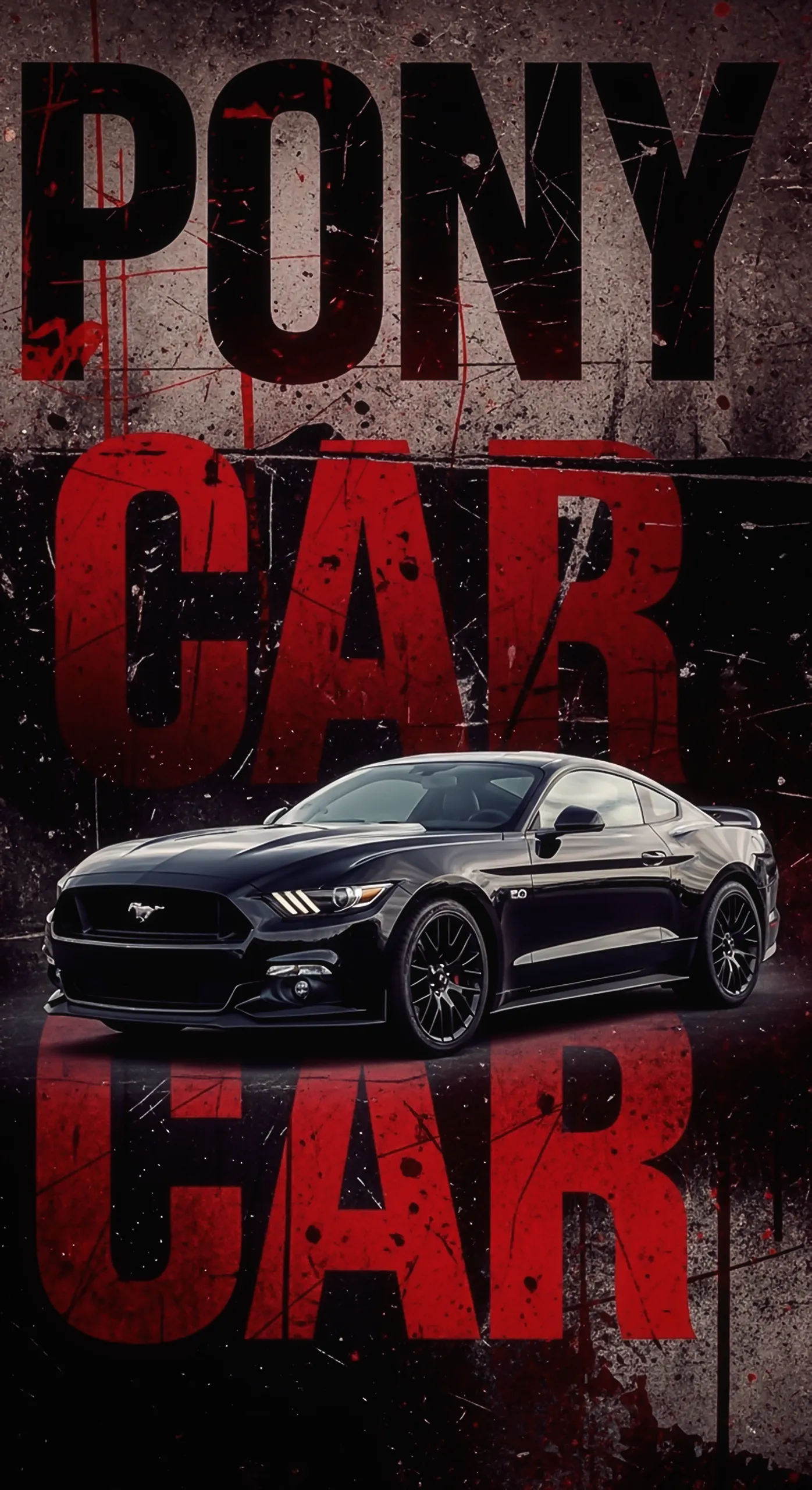 Black Ford Mustang pony car iphone wallpaper, car wallpaper 4k for mobile, car wallpaper4k for mobile.