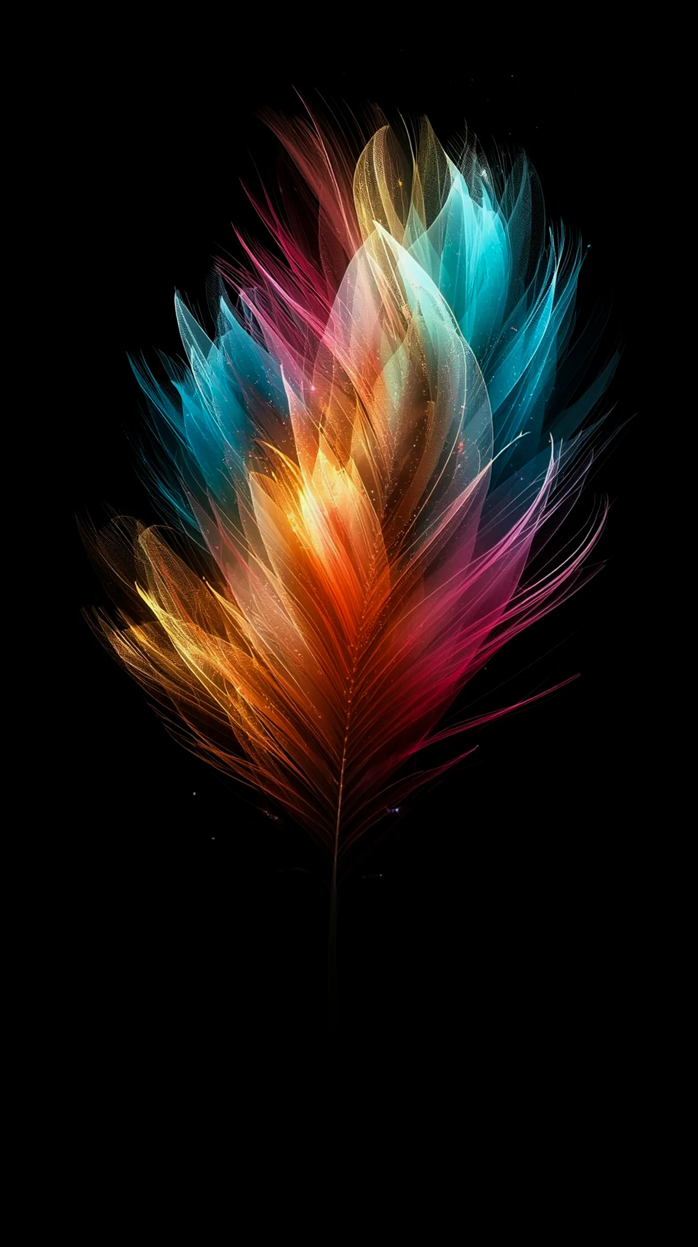 Vibrant feather AMOLED wallpaper 4K for mobile, iPhone wallpaper 4K, 4K wallpaper for mobile, wallpaper for phone, cute