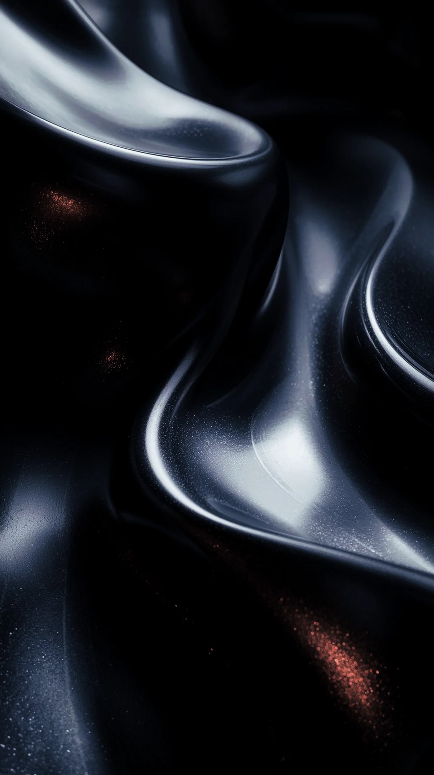 Dark AMOLED 4K Mobile Wallpaper: Sleek Metallic Waves