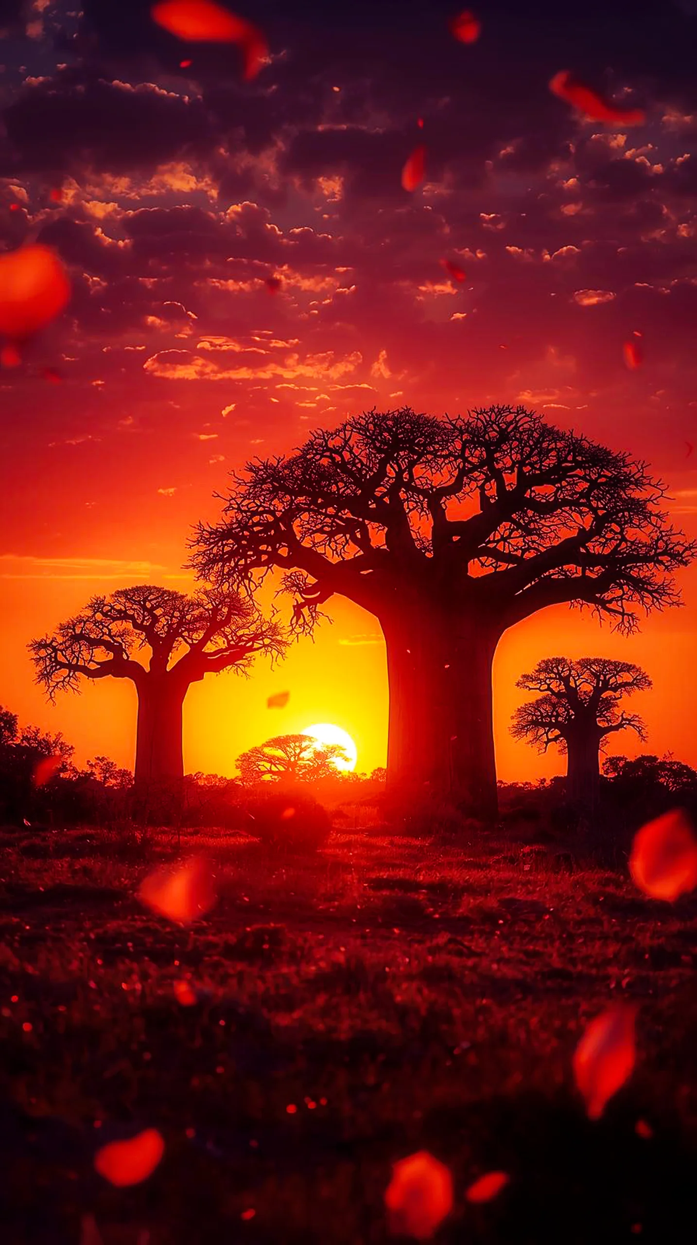 Breathtaking sunset baobab tree iphone wallpaper 4k, cute 4k wallpaper for iphone, 4k backgrounds for mobile phone.