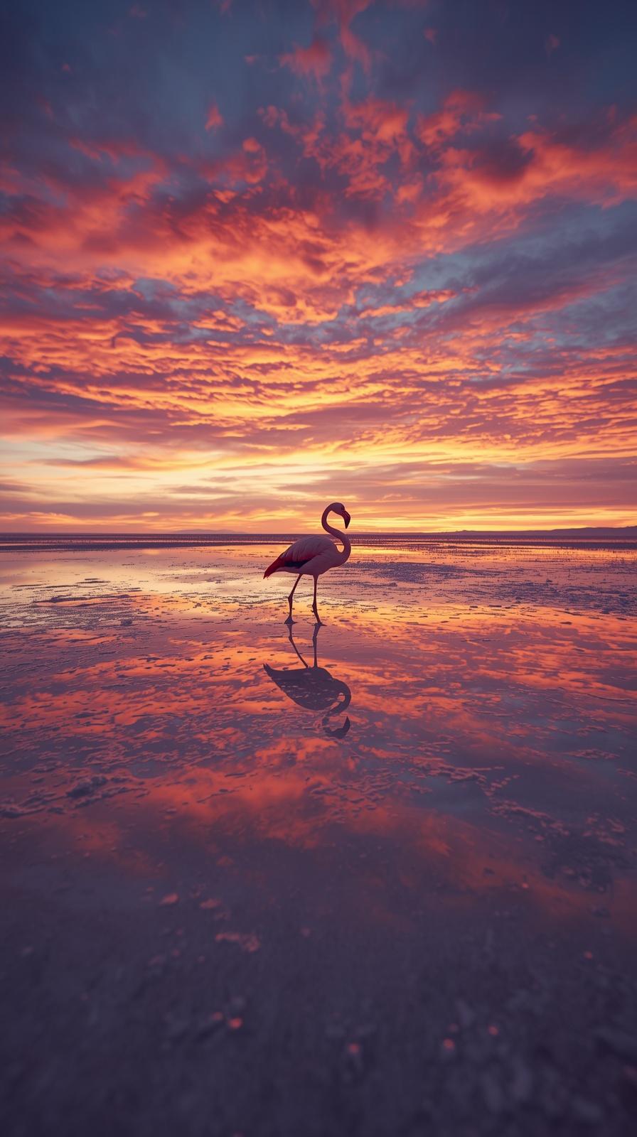 Bolivian Uyuni salt flats during wet season mirror effect