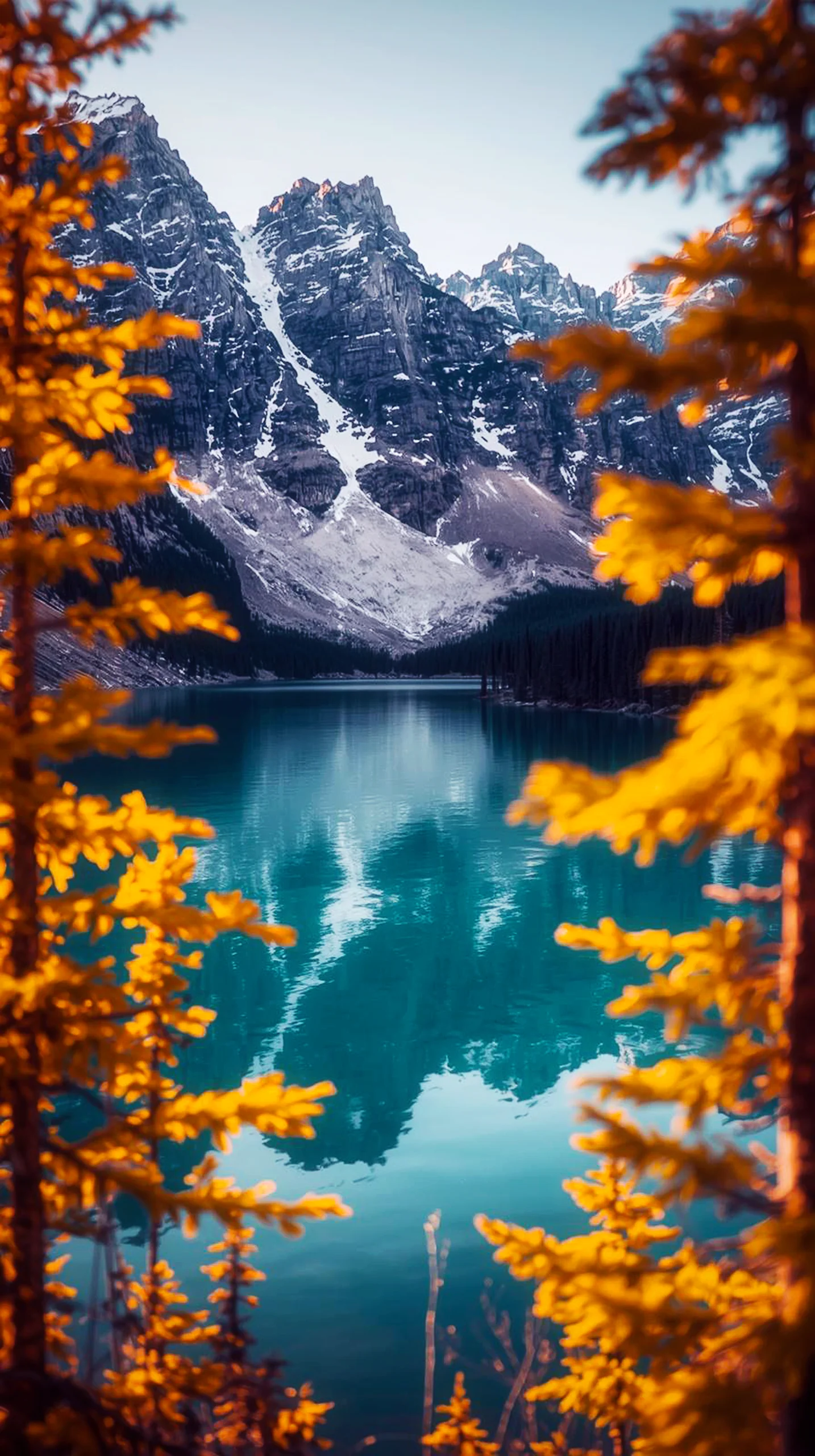 Autumn lake and mountain iPhone wallpaper 4K. 4K wallpaper for mobile. Wallpaper for phone. Cute 4K wallpaper for