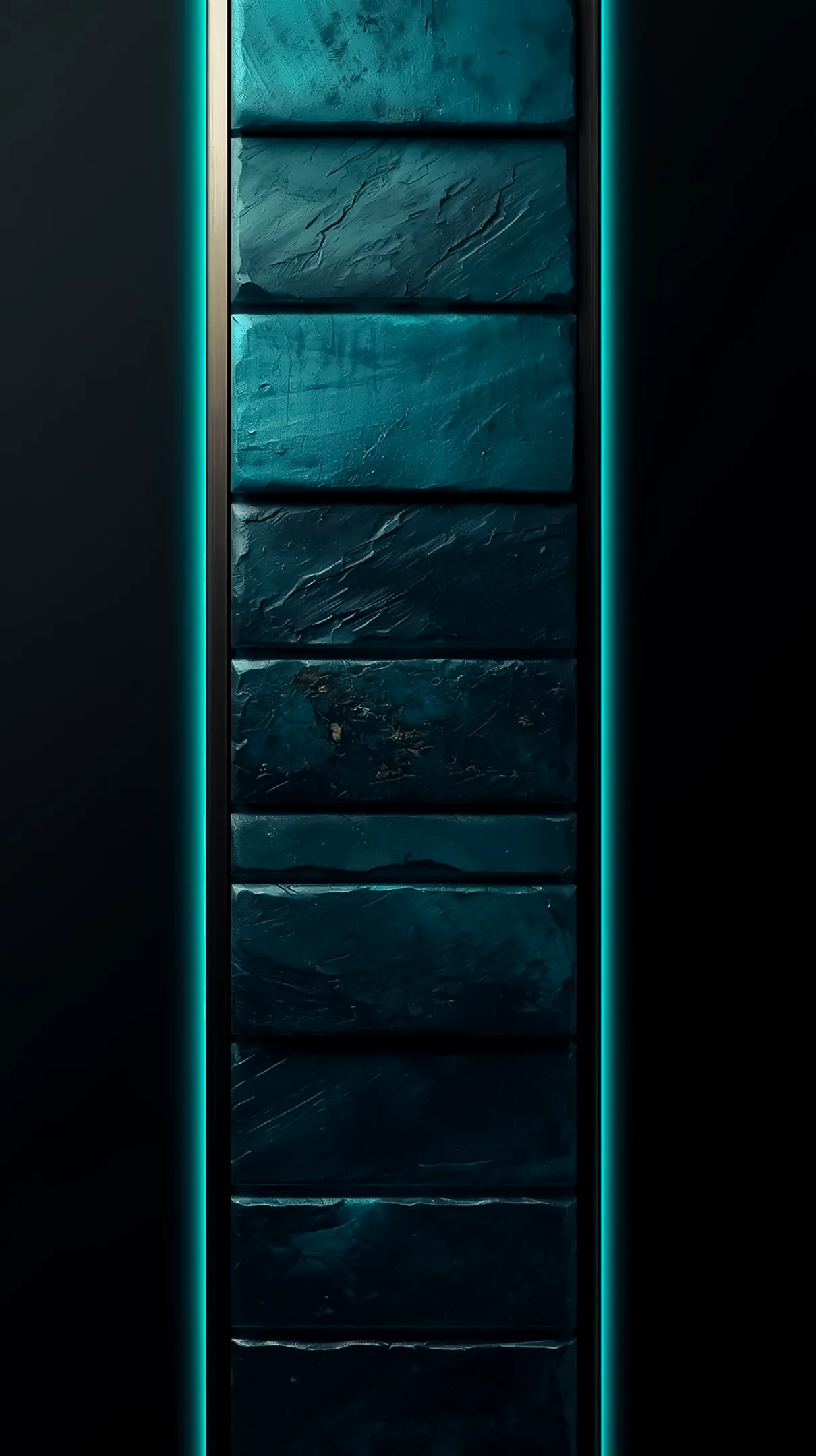 Abstract Teal Stone & Neon Glow AMOLED Wallpaper 4K for Mobile - Perfect Dark Background for iPhone & Android