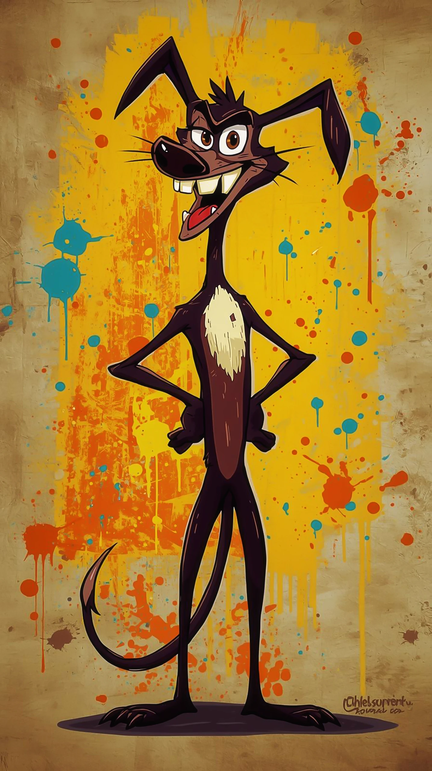 Cartoon Wallpaper 4K — Sly Dog Graffiti Splash