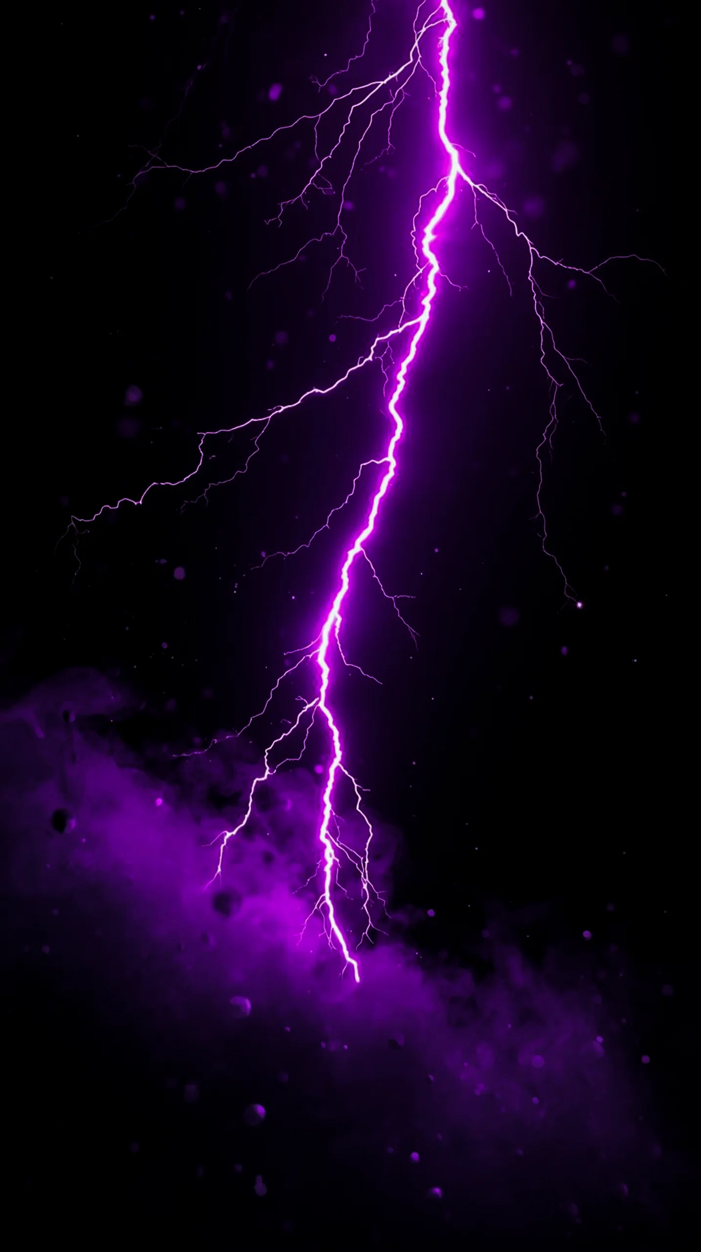 Purple lightning amoled wallpaper 4k for mobile, iphone wallpaper 4k, 4k backgrounds iphone, and 4k iphone background.