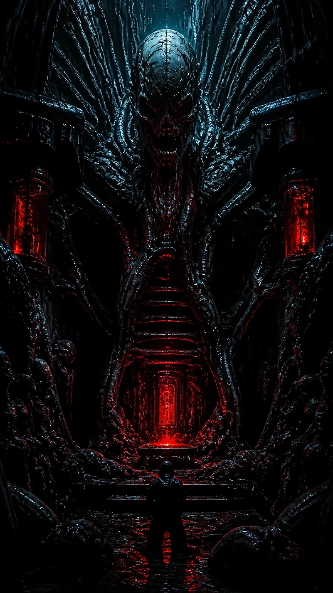 Phone lockscreen — biomechanical skull chamber