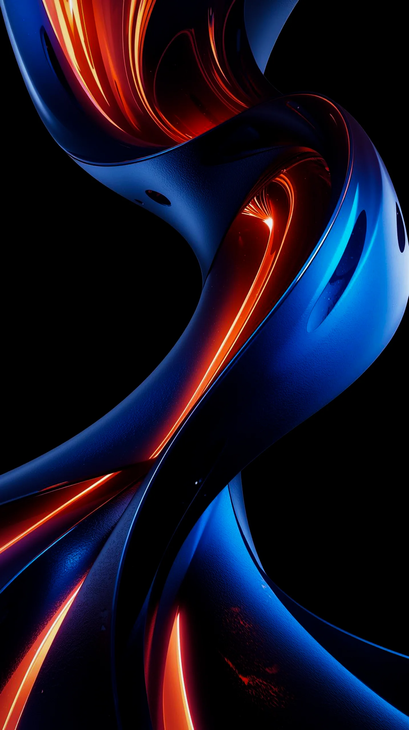 Dark AMOLED Mobile Wallpaper 4K: Sleek Abstract Blue Curves