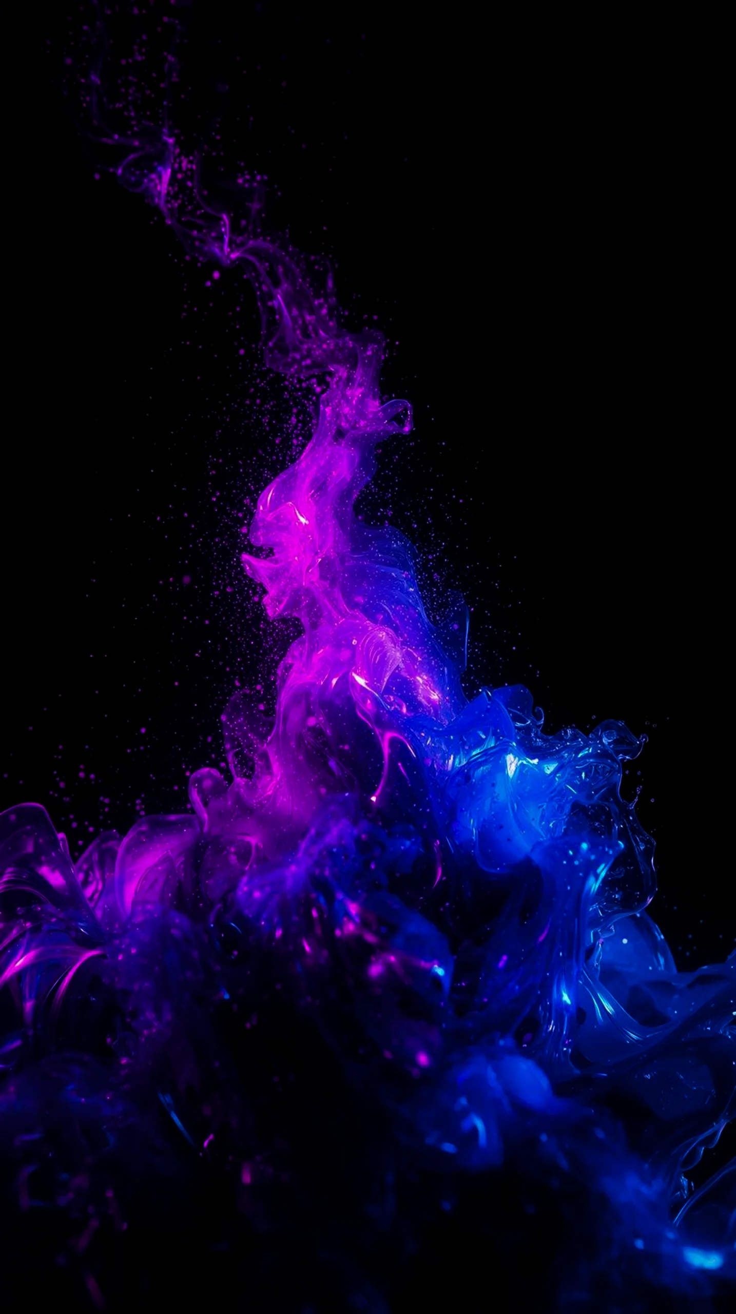 AMOLED wallpaper 4K for mobile with purple and blue smoke, iPhone wallpaper 4K, 4K wallpaper for mobile, wallpaper for