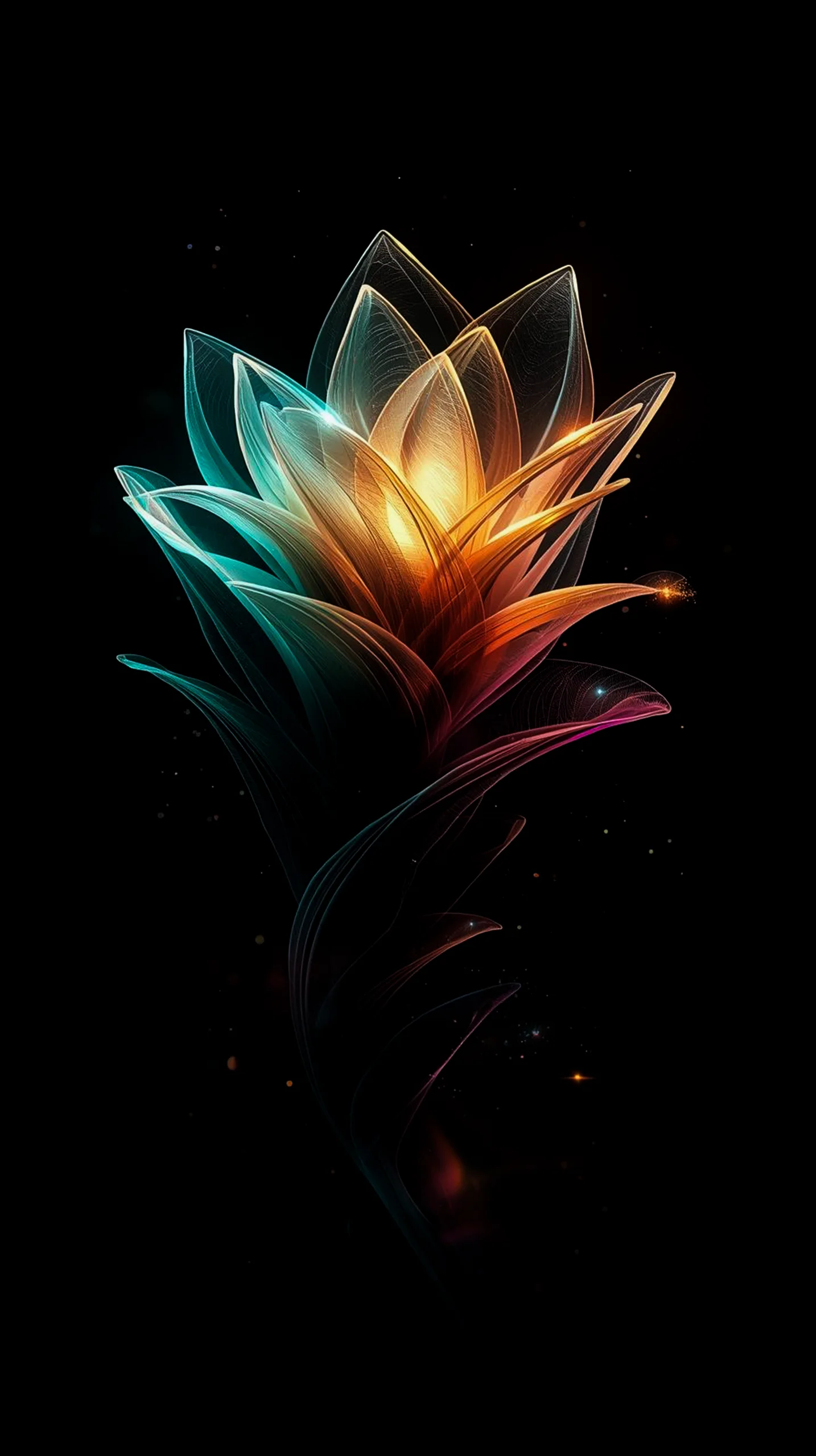 Abstract glowing lotus flower AMOLED wallpaper 4K for mobile, iPhone wallpaper 4K, 4K wallpaper for mobile, wallpaper