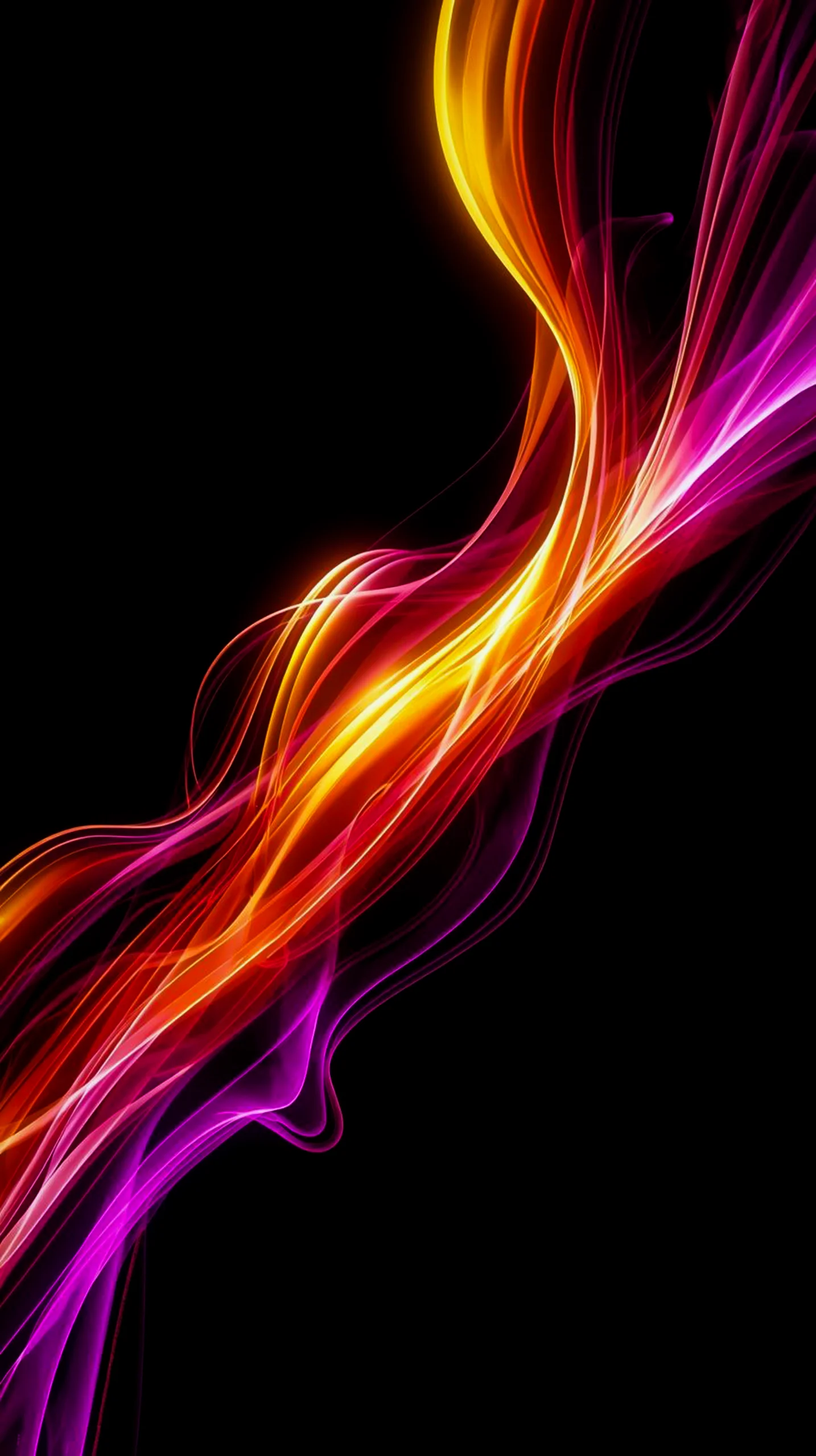 Dark AMOLED Mobile Phone Wallpaper 4K - Vibrant Abstract Flow