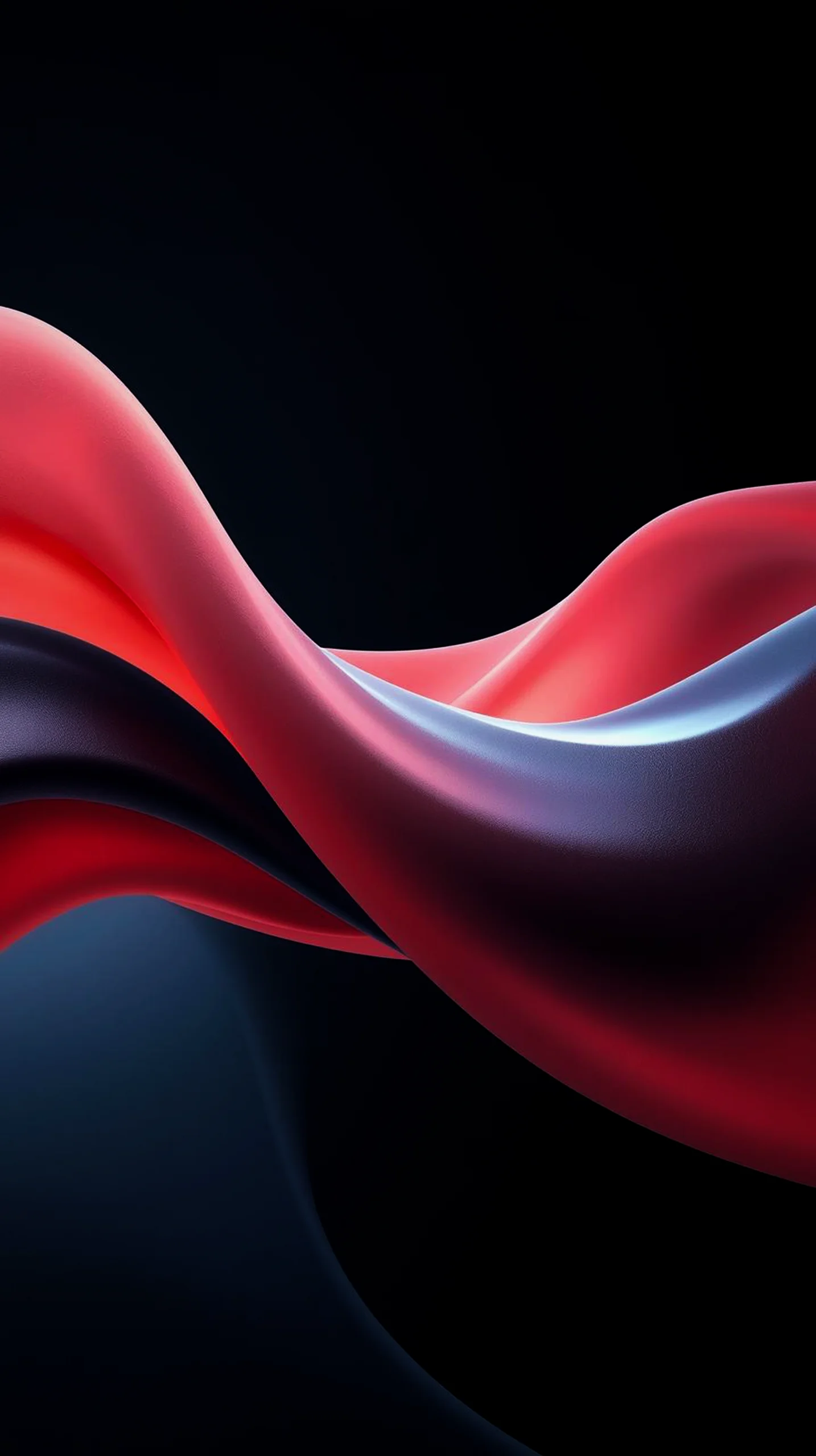Dark AMOLED Mobile Wallpaper: Red Fluid Waves in Stunning 4K