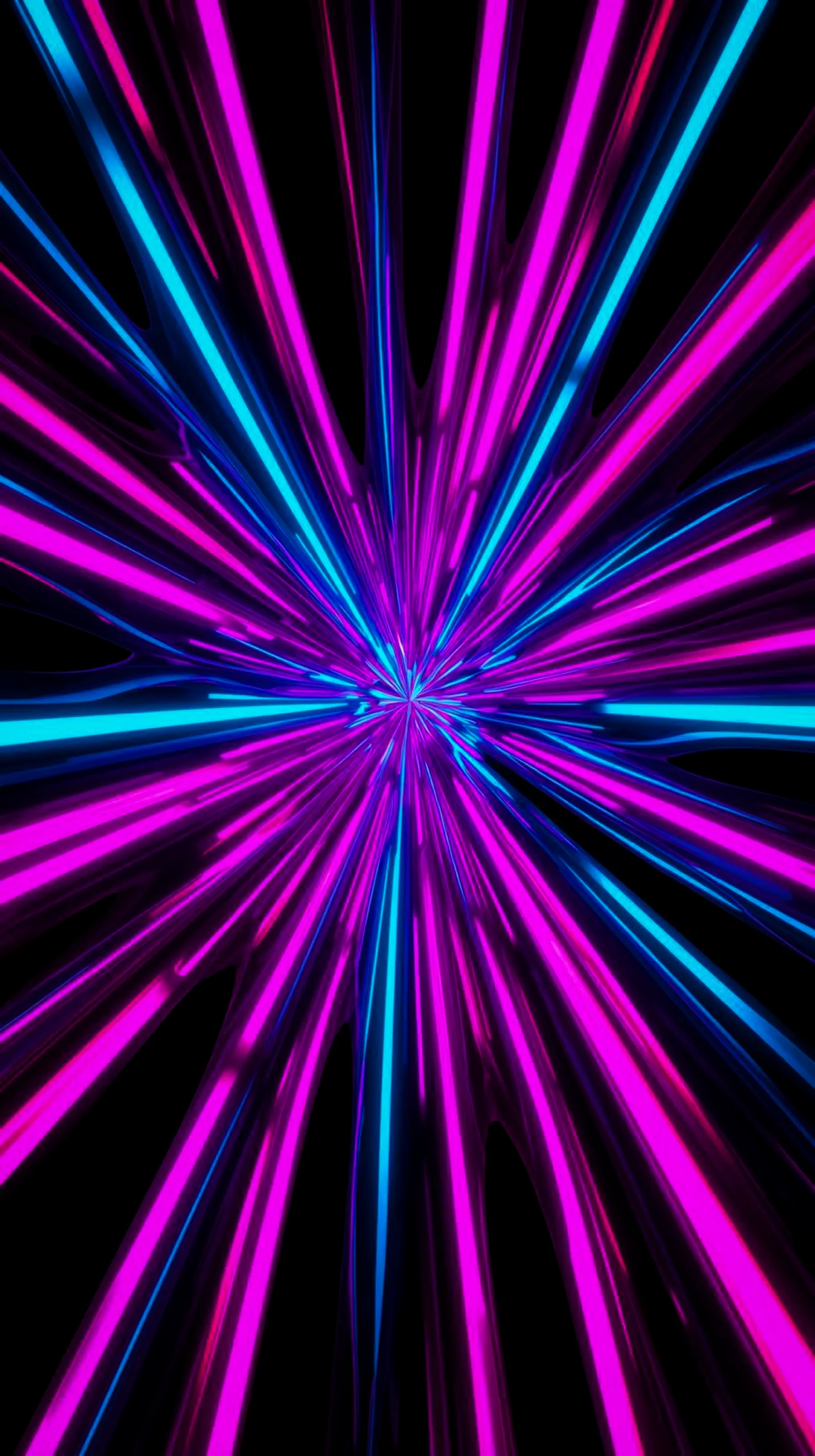 Dark AMOLED 4K Mobile Wallpaper: Neon Pink & Blue Light Burst
