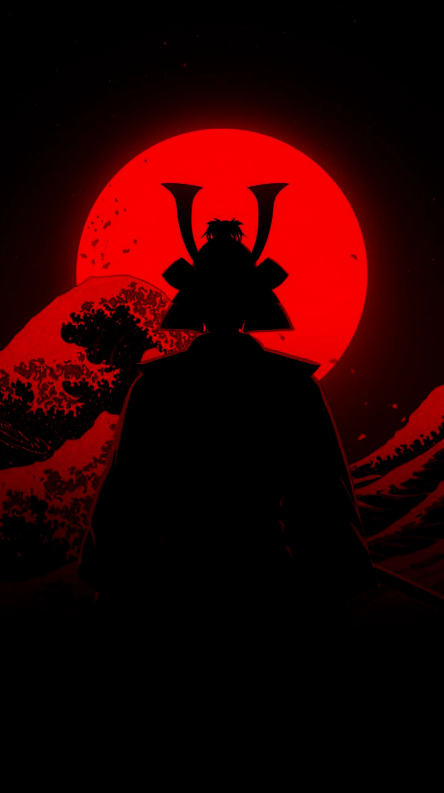 Samurai silhouette aesthetic anime mobile wallpaper, iphone wallpaper 4k, cool wallpapers for phone, phone background
