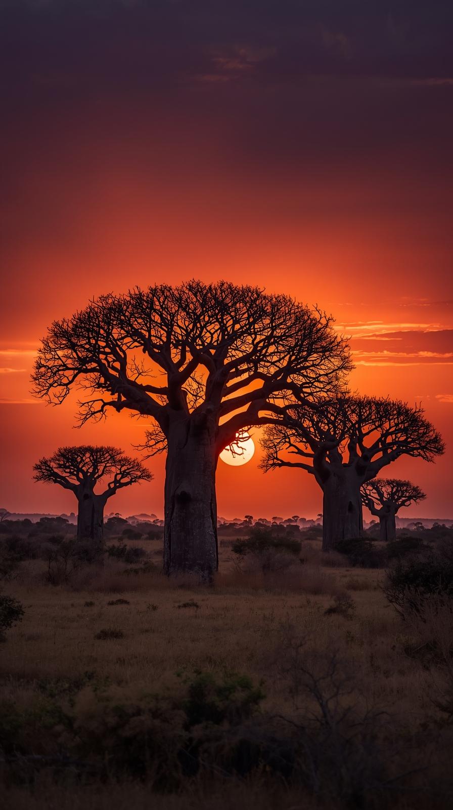 4k mobile wallpaper Dramatic sunset over Namib desert dunes
