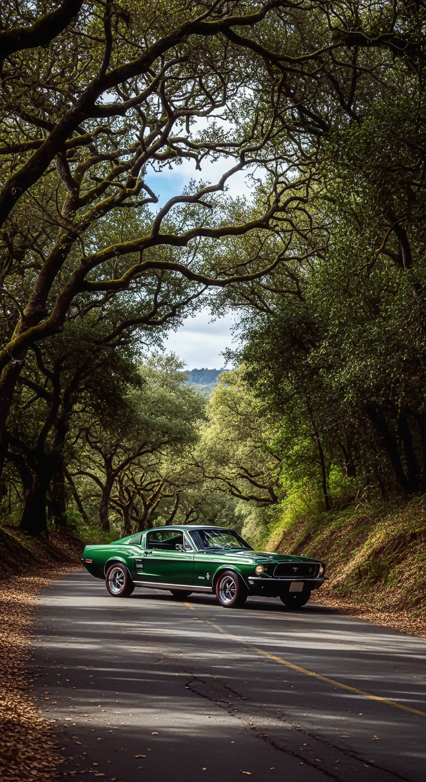 Classic green Mustang car iphone wallpaper, car wallpaper 4k for mobile, and high-resolution car wallpaper4k for mobile.
