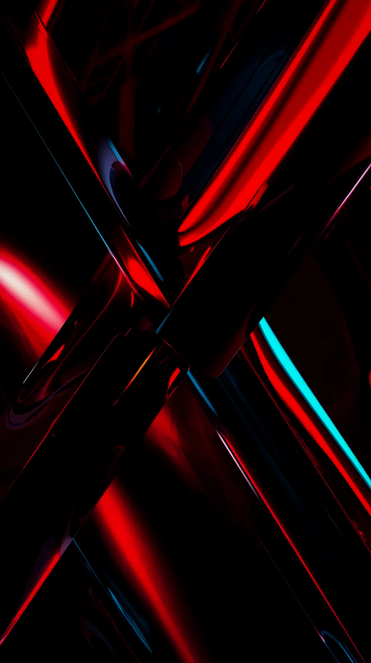 Dark AMOLED 4K Mobile Wallpaper: Vivid Red & Blue Abstract Glow