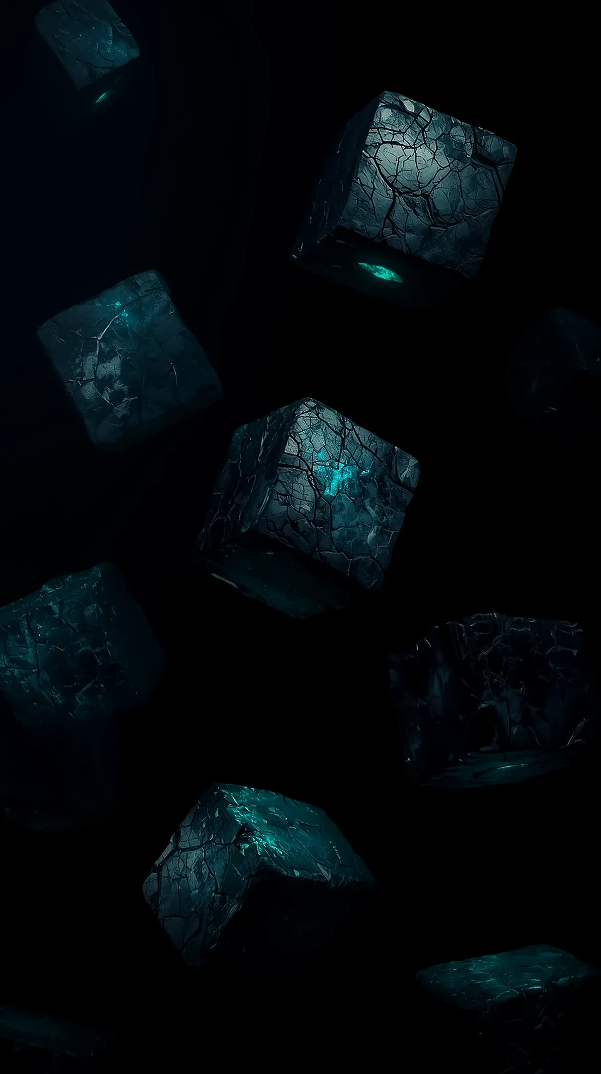 Glowing Cracked Cubes AMOLED Wallpaper 4k for Mobile
