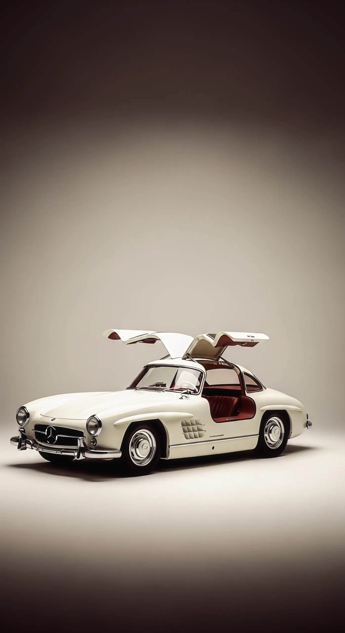 Classic white Mercedes Gullwing car iphone wallpaper, car wallpaper 4k for mobile, car wallpaper4k for mobile