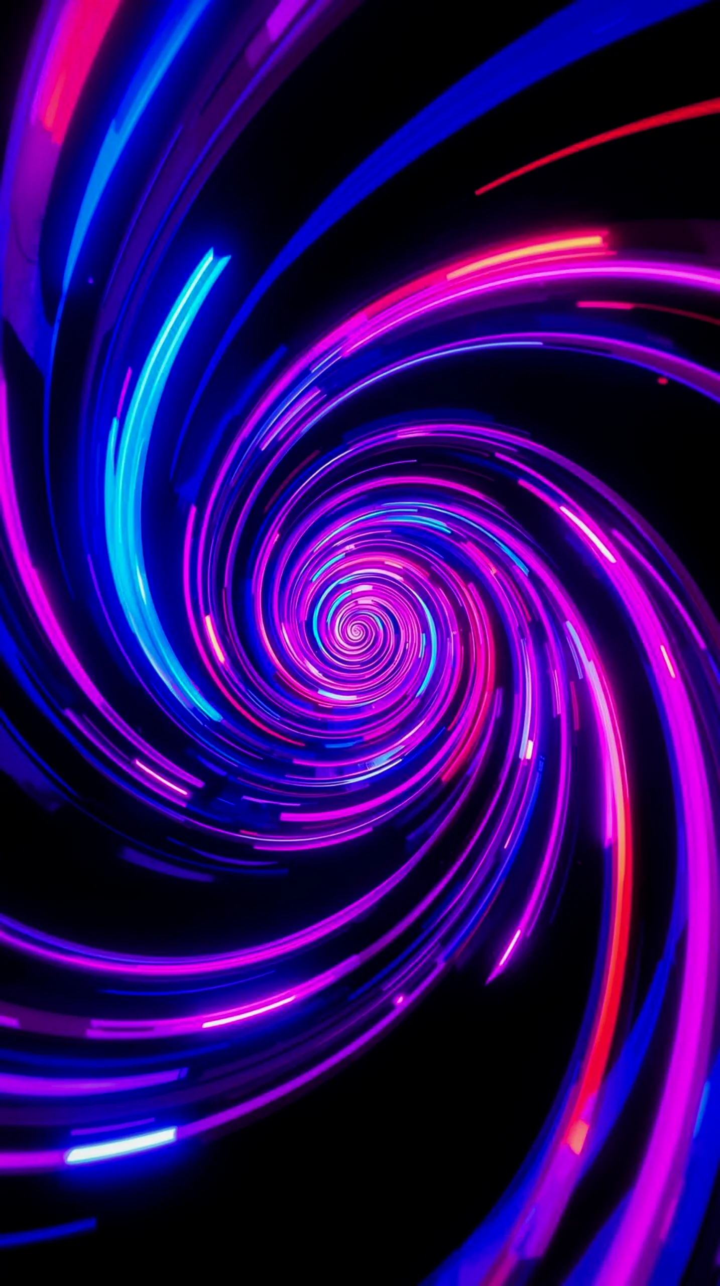 Dark AMOLED Neon Spiral 4K Mobile Wallpaper - Vibrant Vortex