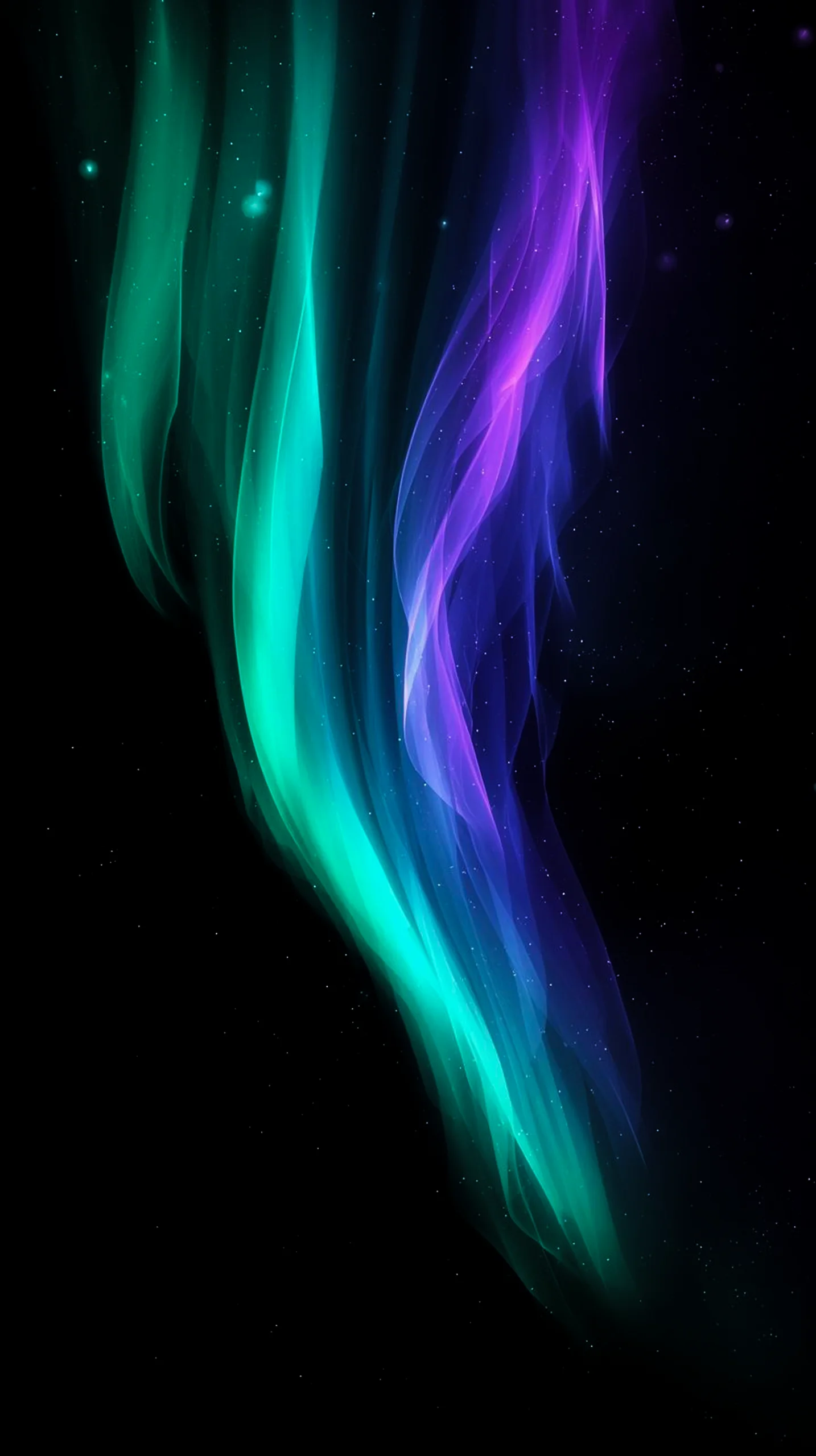 AMOLED wallpaper 4K for mobile with swirling green and purple lights, perfect for iPhone wallpaper 4K, 4K wallpaper for
