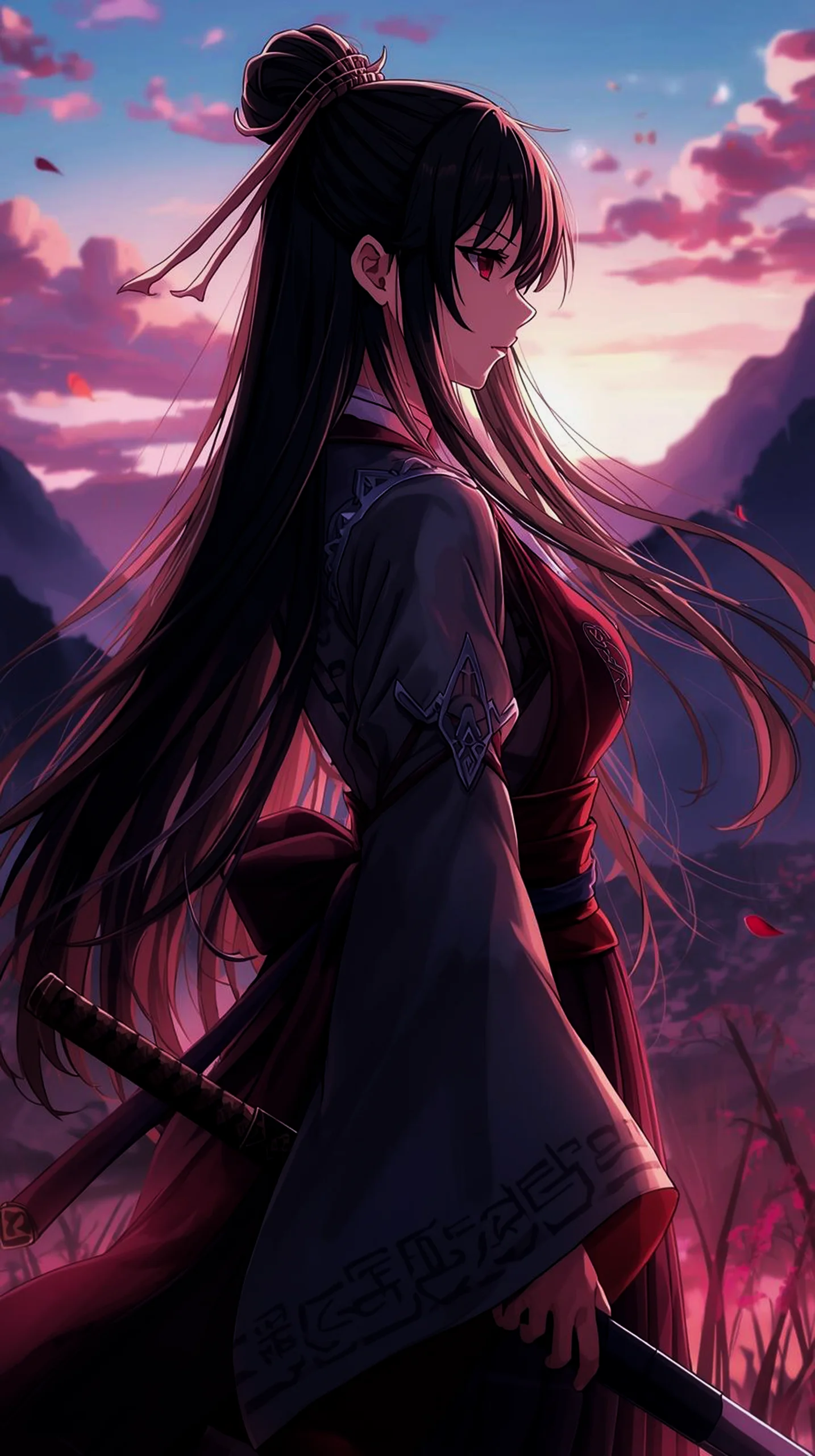 ethereal anime warrior girl wallpaper for iPhone 4K mobile